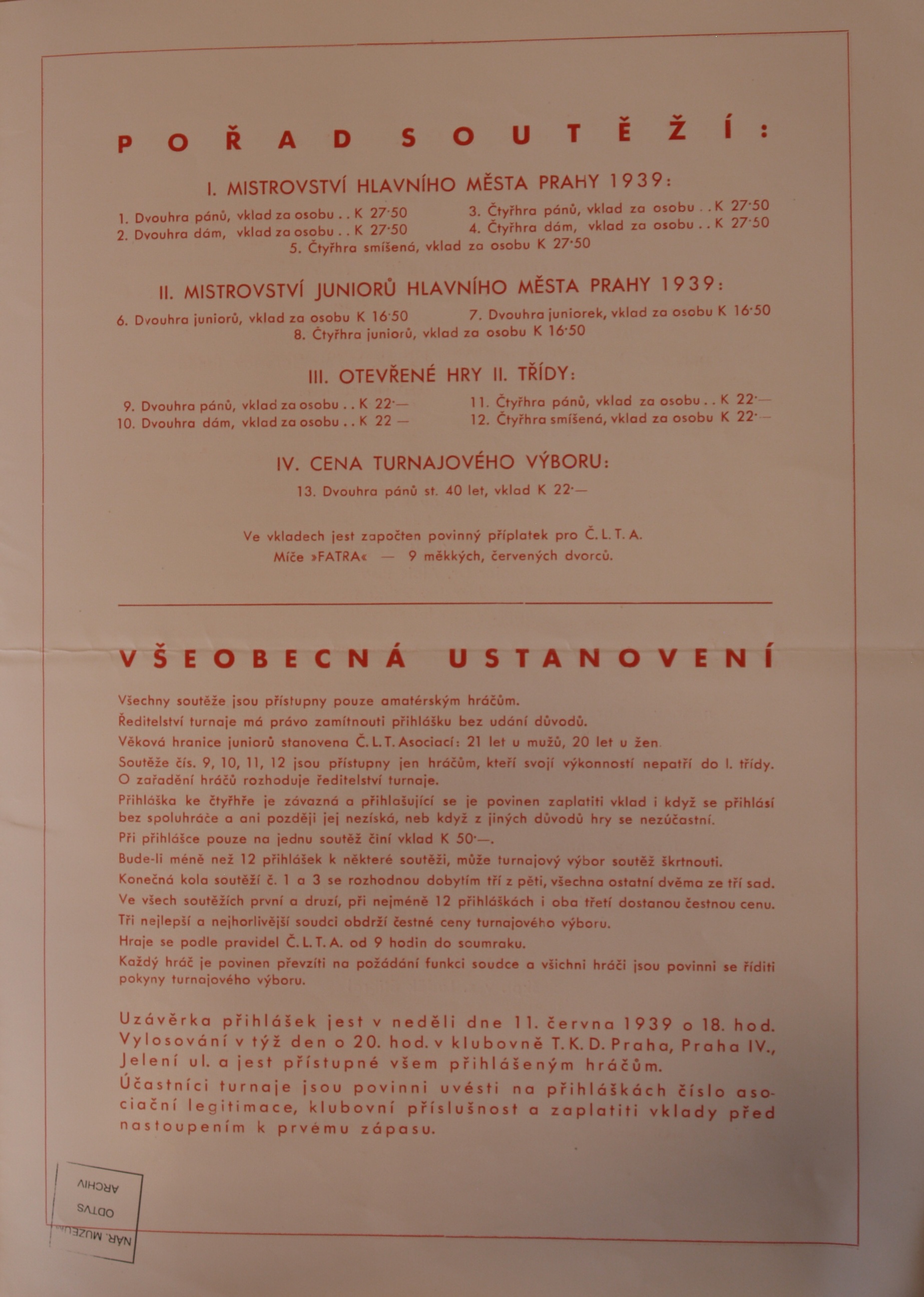 Náhledový obrázek Tenisový turnaj o mistrovství hl. m. Prahy - 3