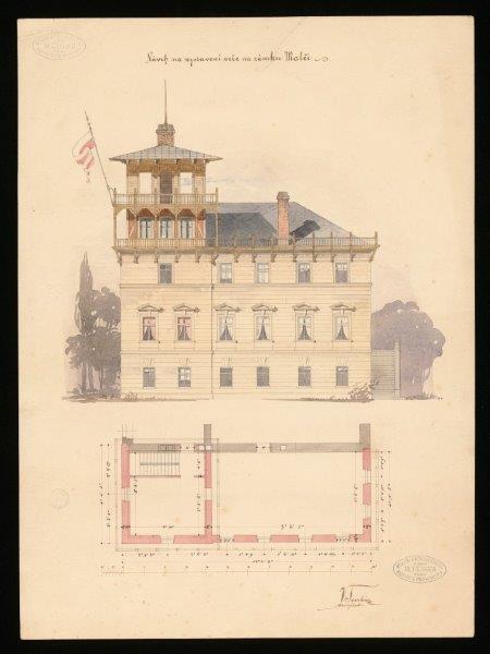 Náhledový obrázek Jeden z návrhů na stavební úpravu Malče z roku 1901 - 1