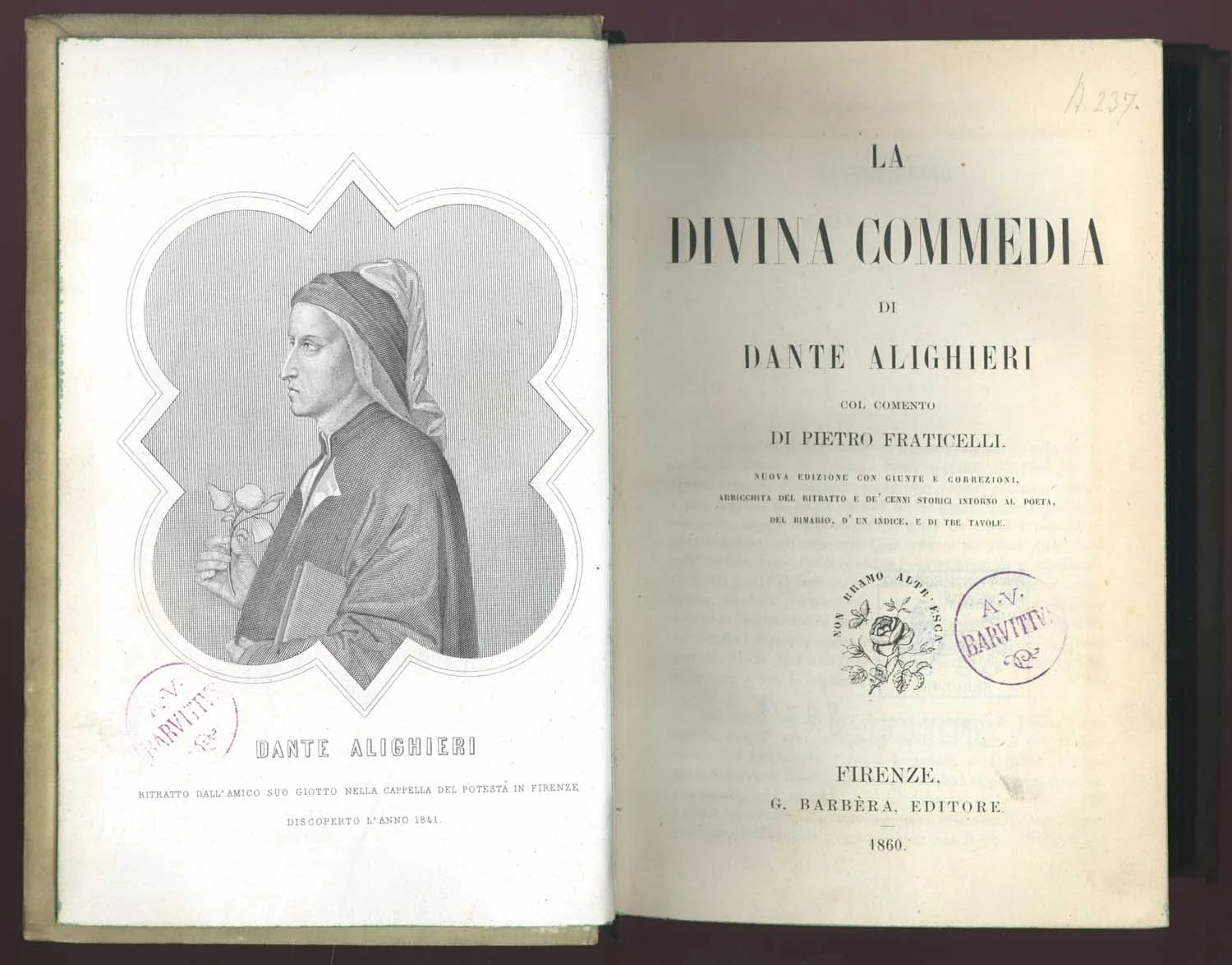 Náhledový obrázek předmětu La divina commedia di Dante Alighieri col comento