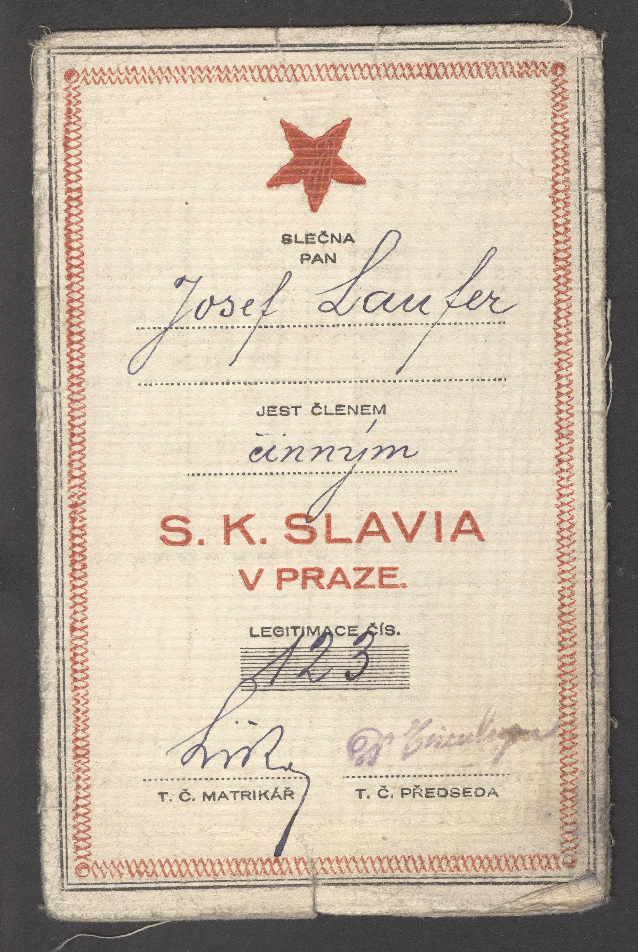 Náhledový obrázek Legitimace S. K. Slavia - 3