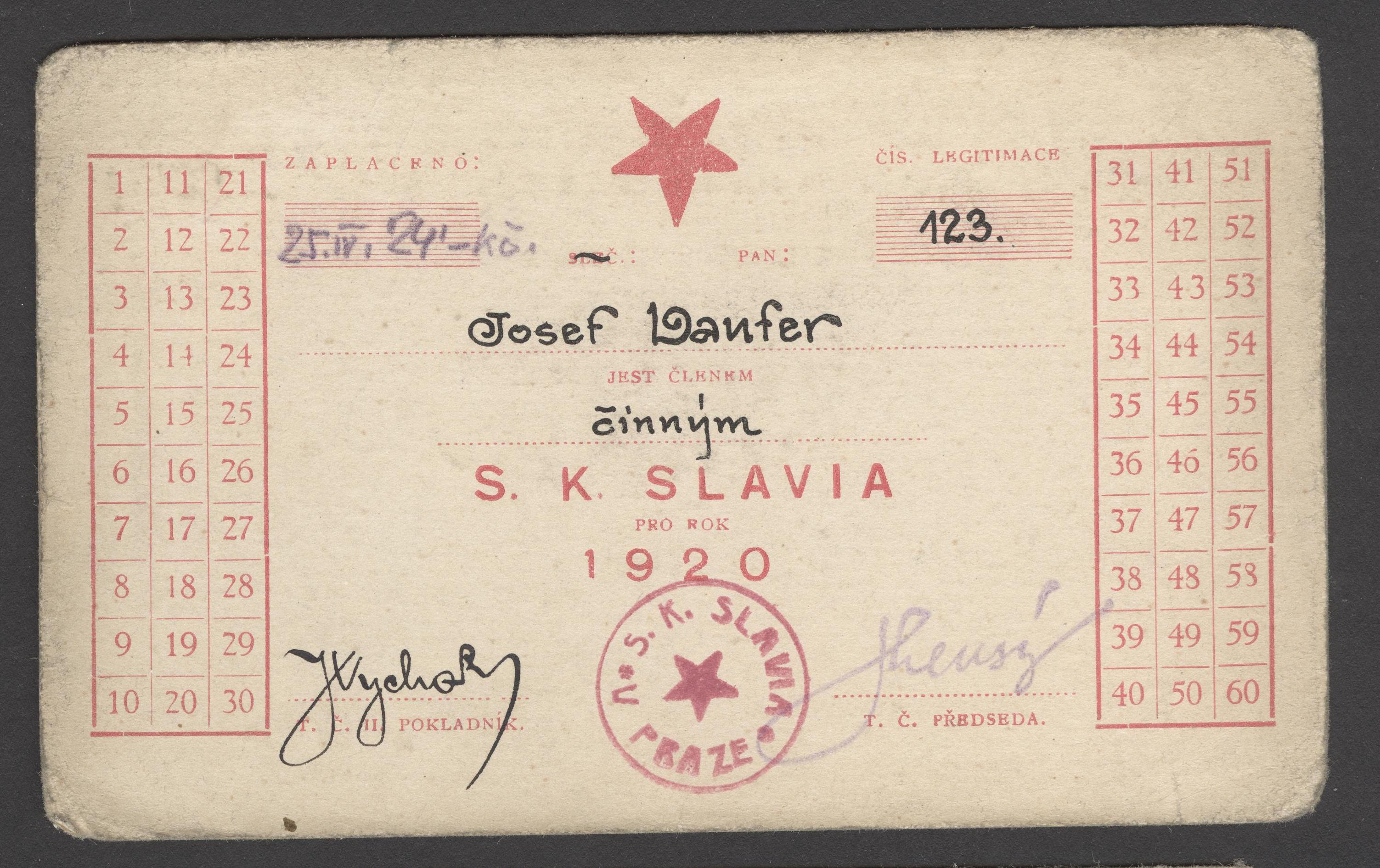Náhledový obrázek Legitimace S. K. Slavia - 6