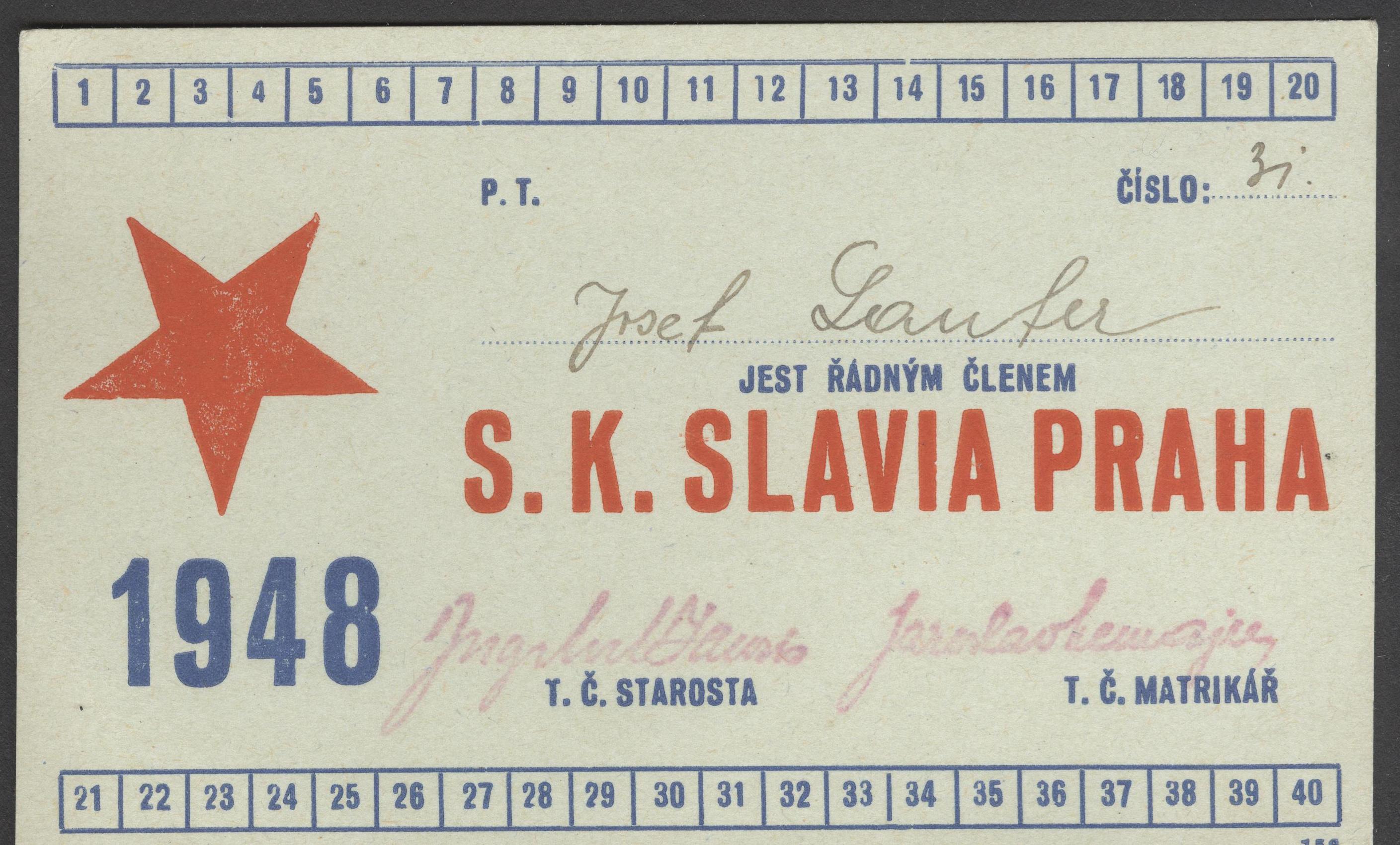 Náhledový obrázek Legitimace S. K. Slavia - 4