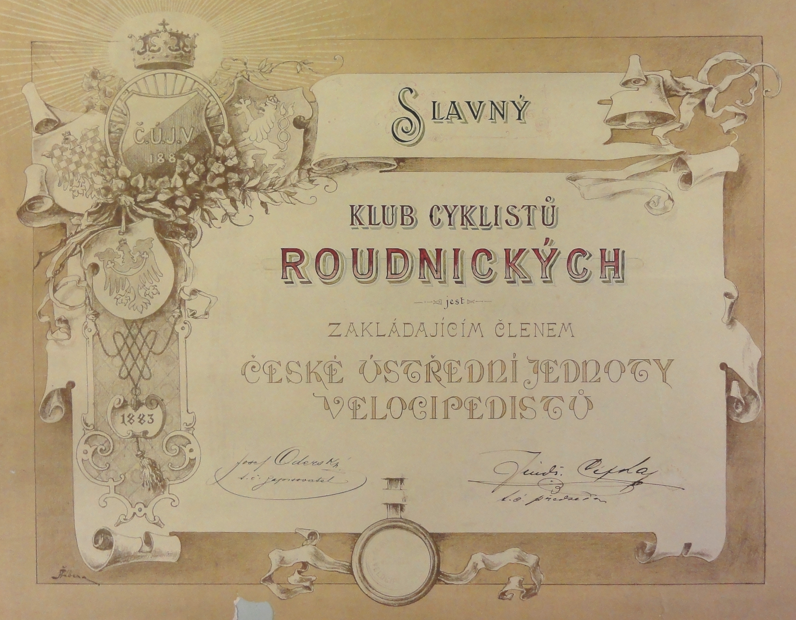 Náhledový obrázek Klub cyklistů roudnických jest zakládajícím členem ČÚJV - 1