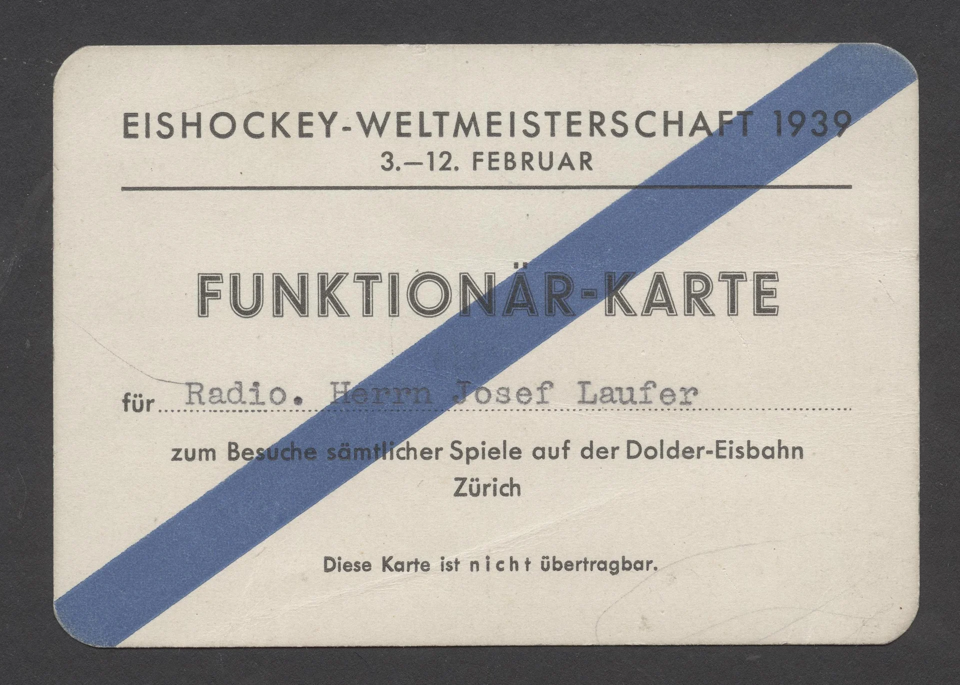 Náhledový obrázek předmětu Mistrovství světa v ledním hockeyi. Zürich - Basel 1939