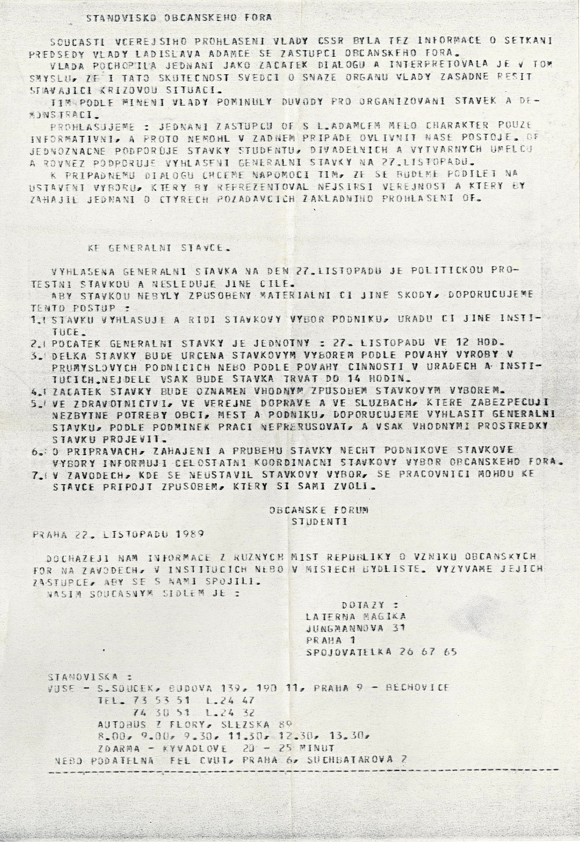 Náhledový obrázek Opoziční letáky k roku 1989 - 11