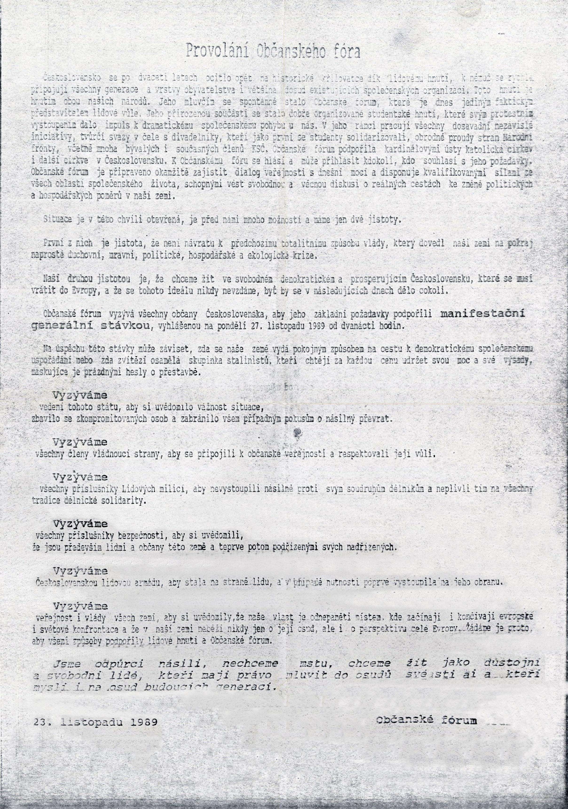 Náhledový obrázek Opoziční letáky k roku 1989 - 10