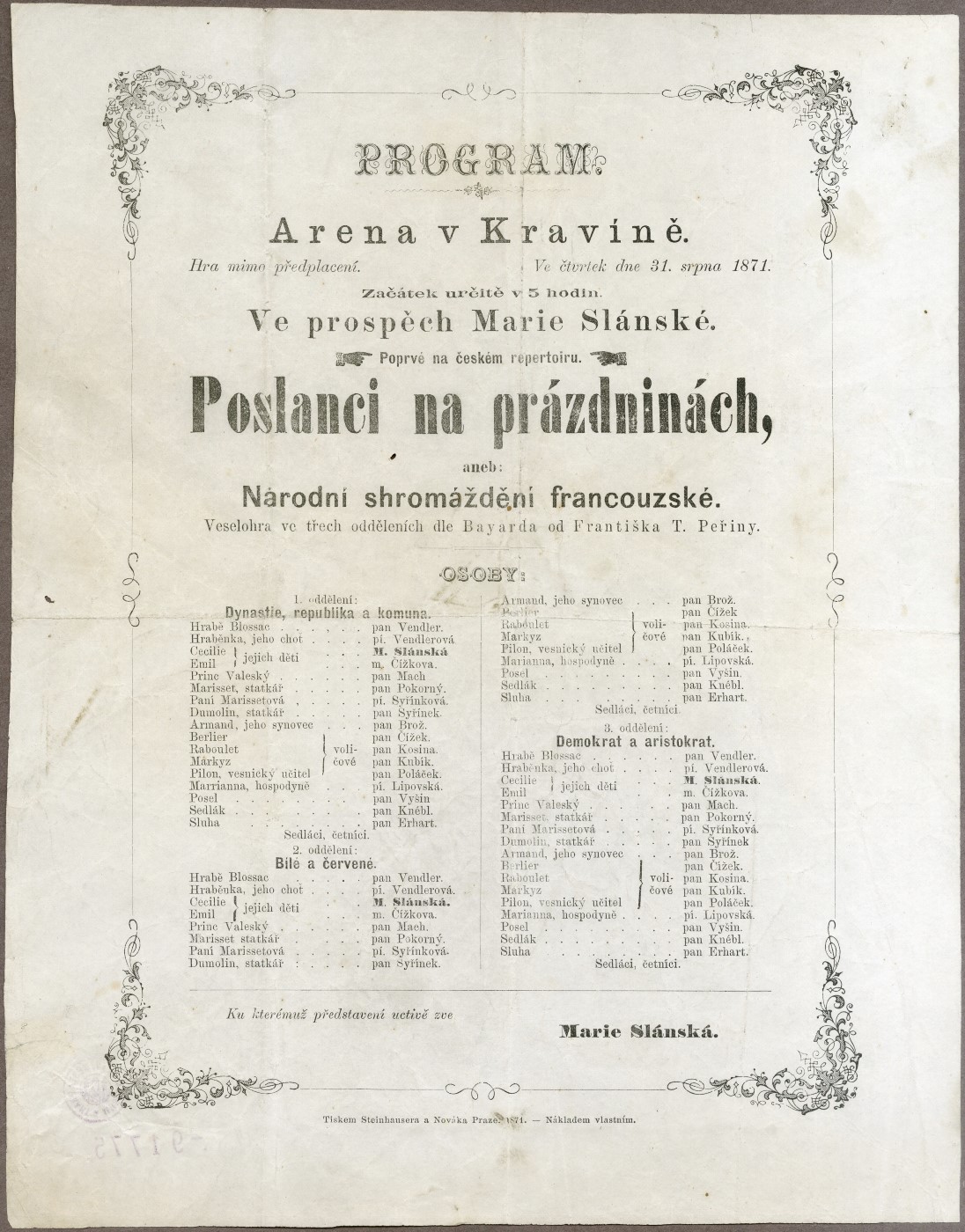Náhledový obrázek Divadelní cedule Poslanci na prázdninách aneb Národní shromáždění francouzské - 1
