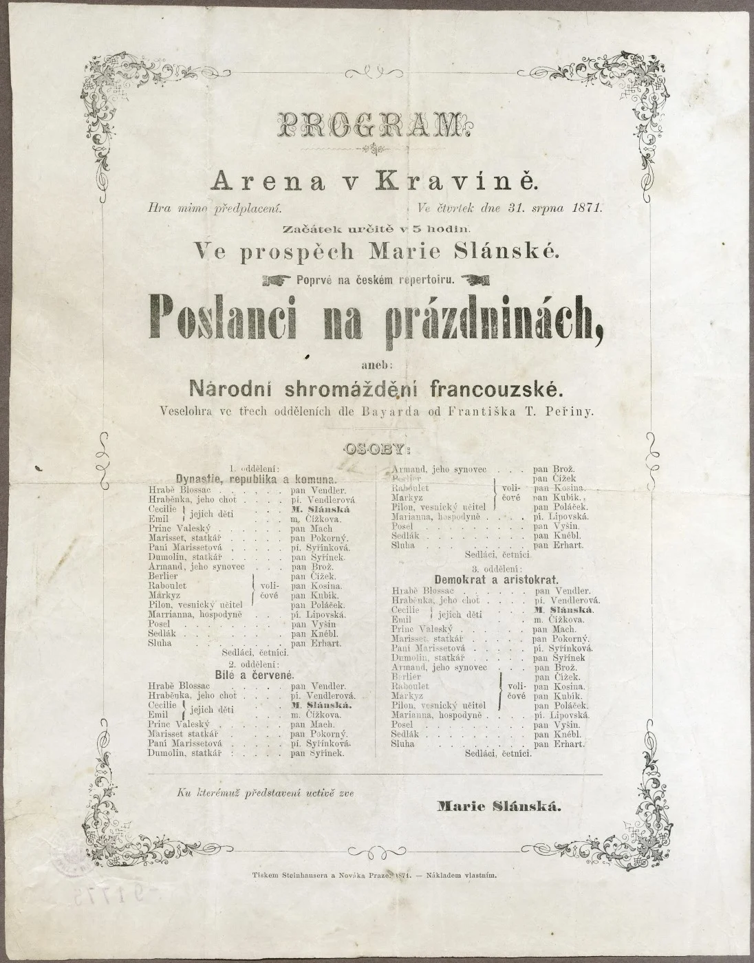 Náhledový obrázek předmětu Divadelní cedule Poslanci na prázdninách aneb Národní shromáždění francouzské