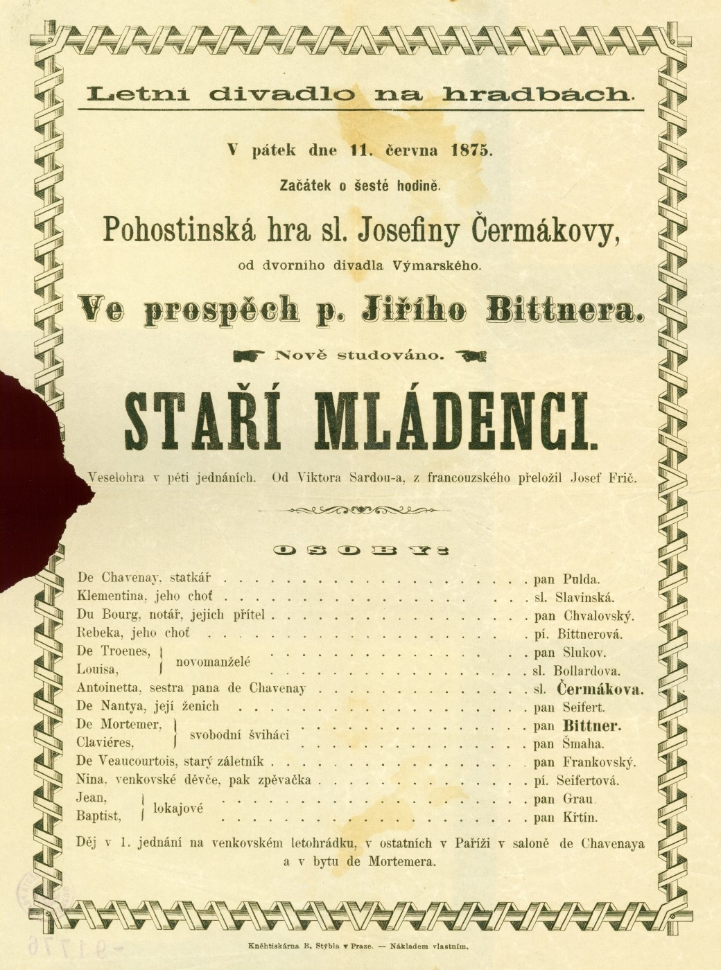 Náhledový obrázek Divadelní cedule Staří mládenci - 1