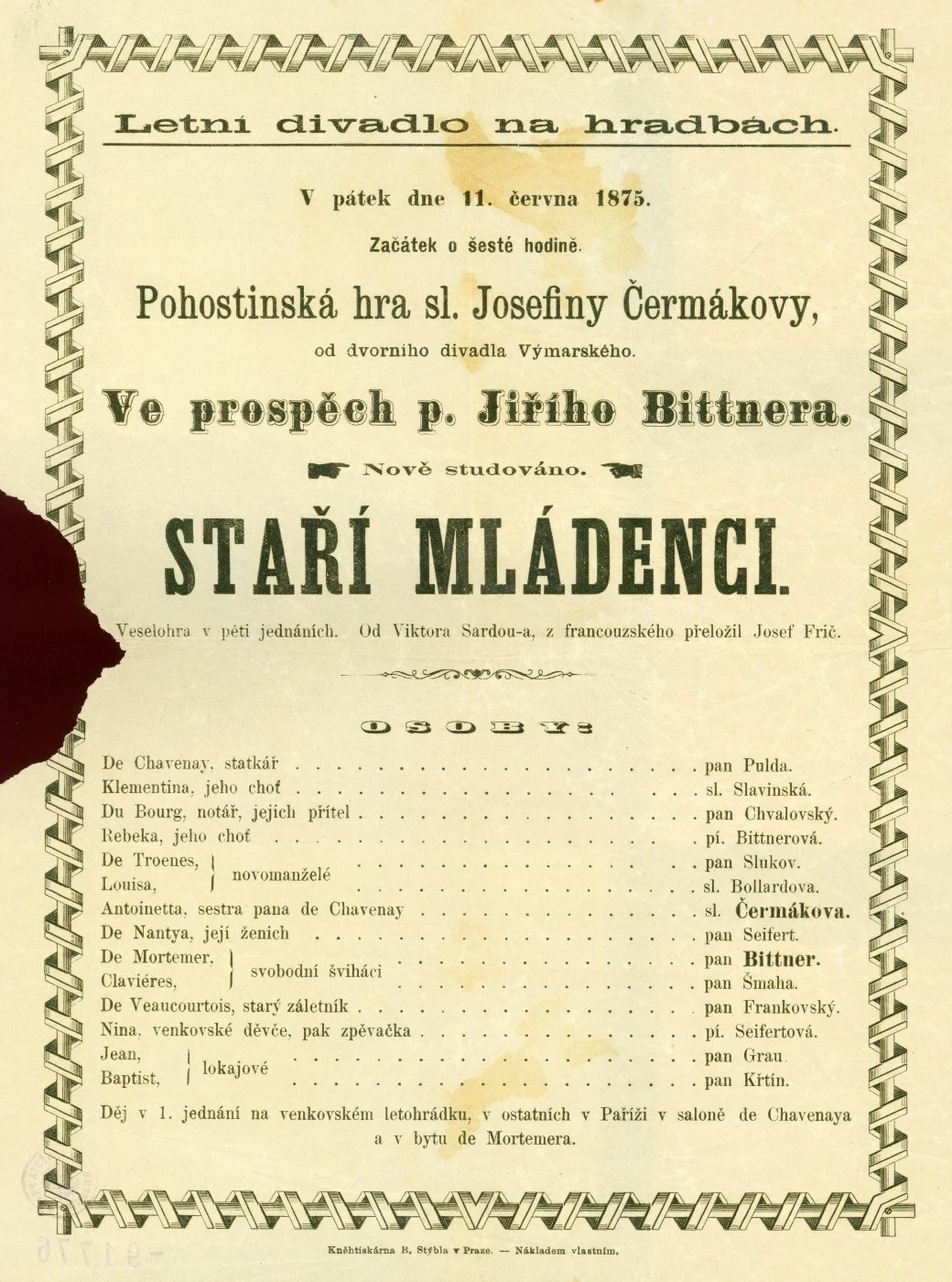 Náhledový obrázek předmětu Divadelní cedule Staří mládenci