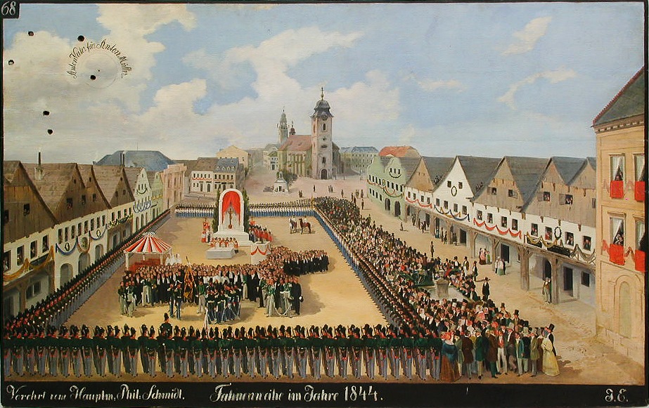 Náhledový obrázek Svěcení praporu libereckého střeleckého spolku v roce 1844 - 1