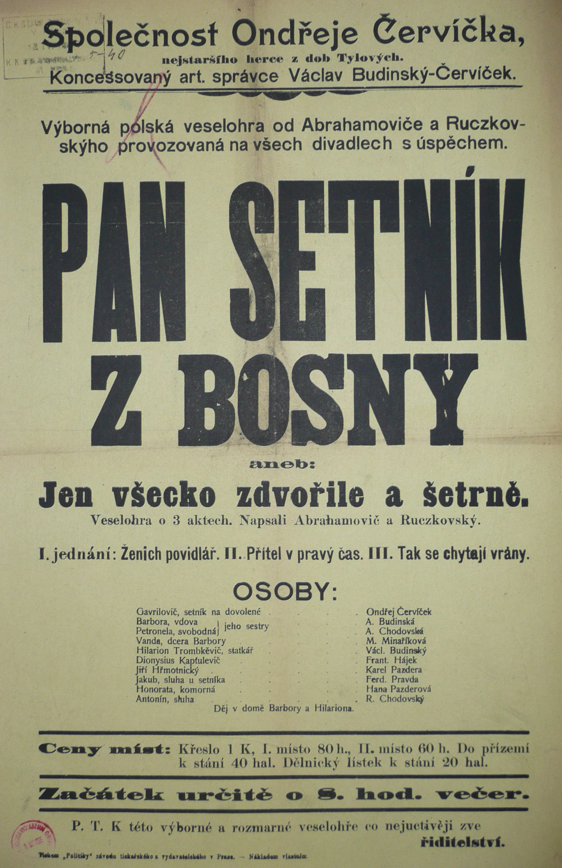 Náhledový obrázek předmětu Pan setník z Bosny aneb Jen všecko zdvořile a šetrně