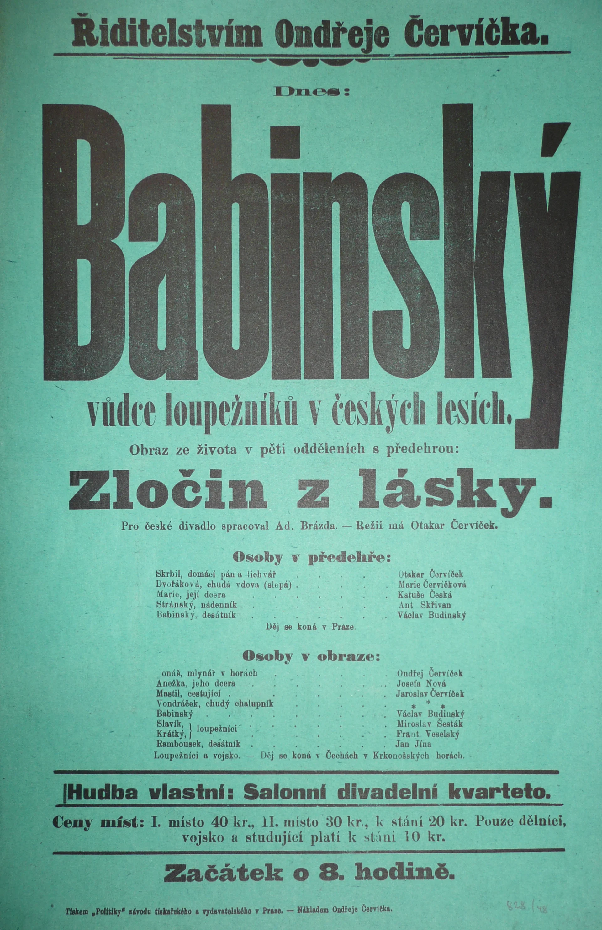 Náhledový obrázek předmětu Babinský, vůdce loupežníků v českých lesích