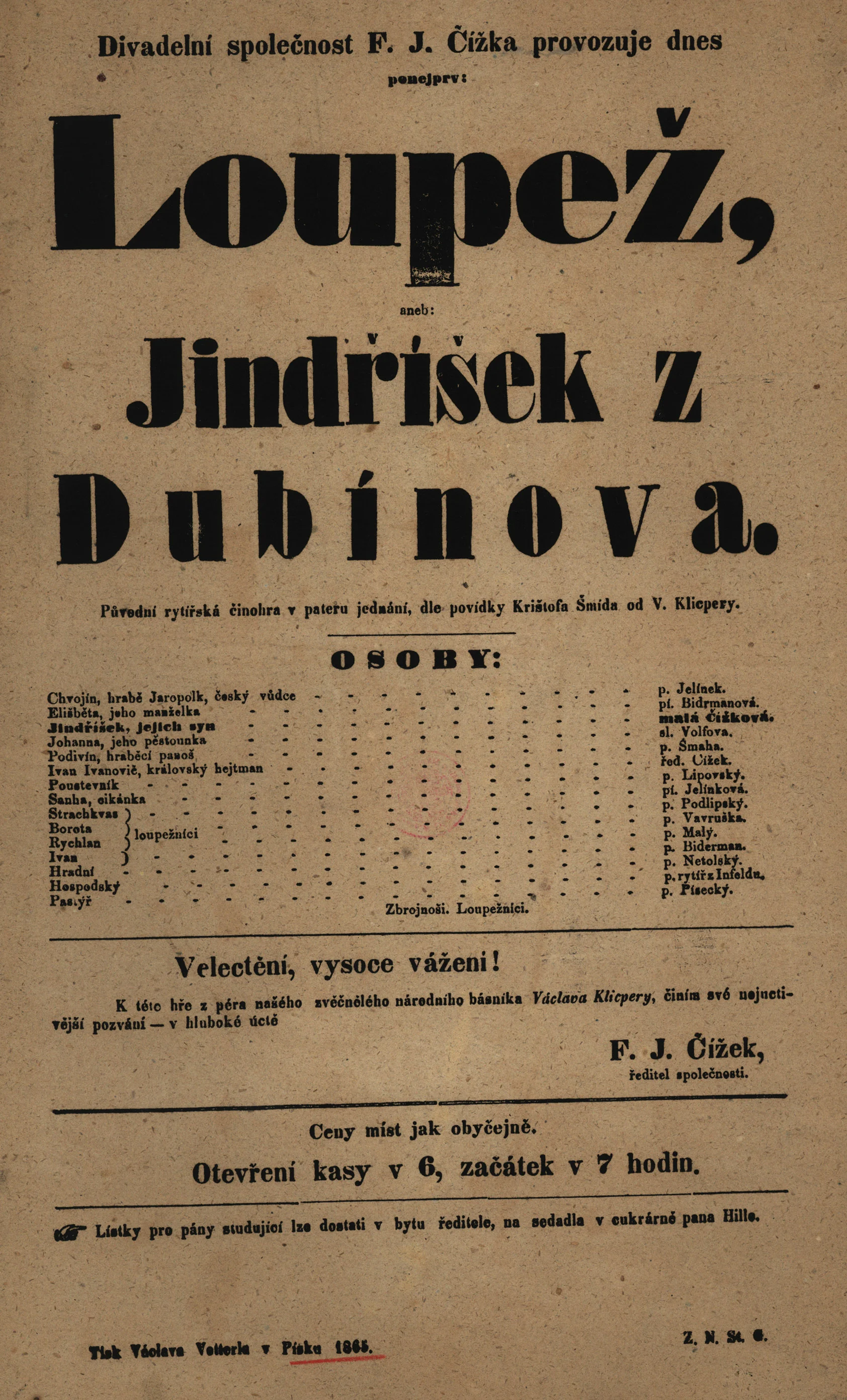 Náhledový obrázek předmětu Loupež aneb Jindříšek z Dubínova