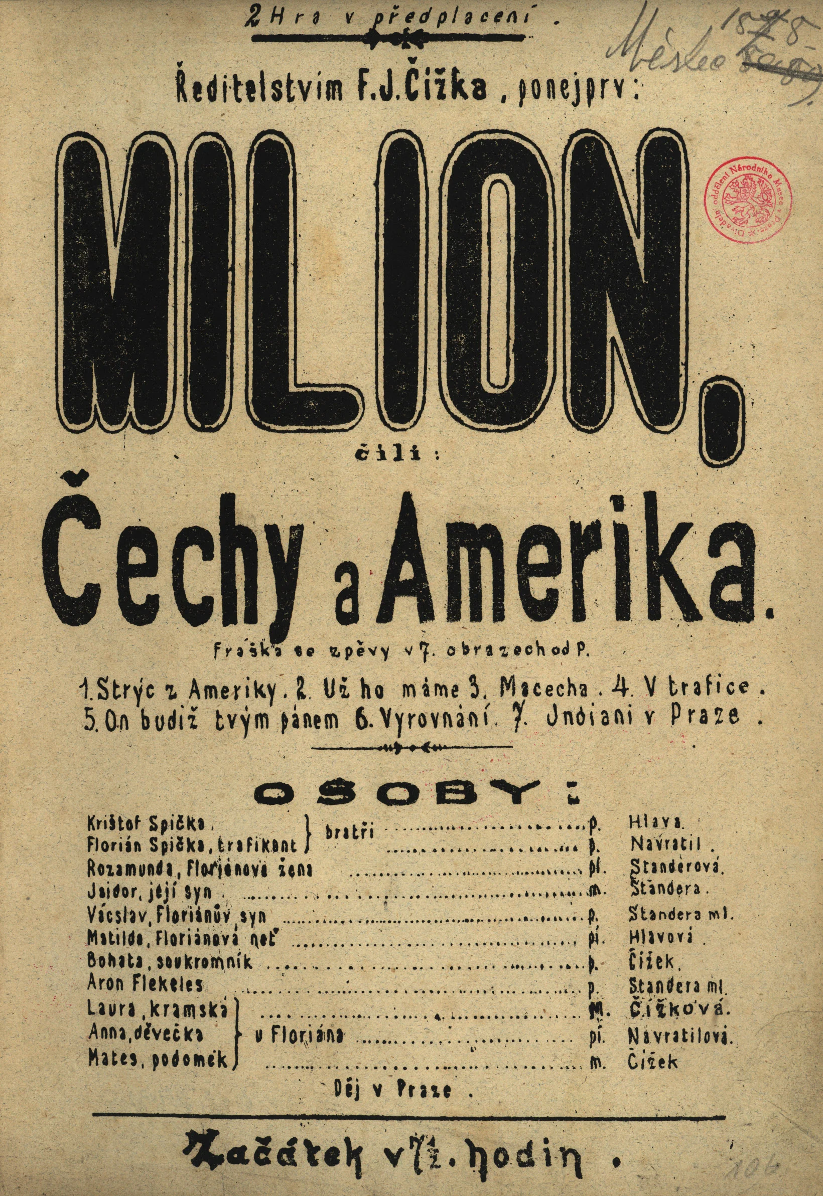 Náhledový obrázek předmětu Milion aneb Čechy a Amerika