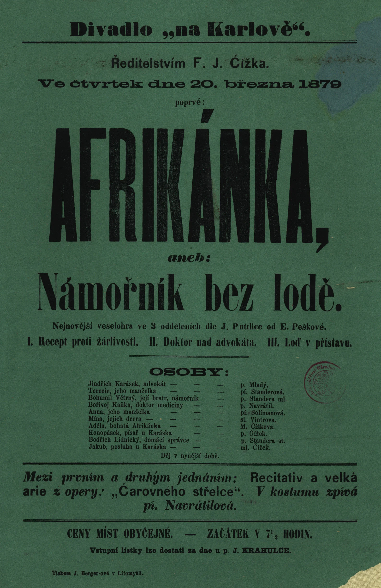 Náhledový obrázek předmětu Afrikánka aneb Námořník bez lodě