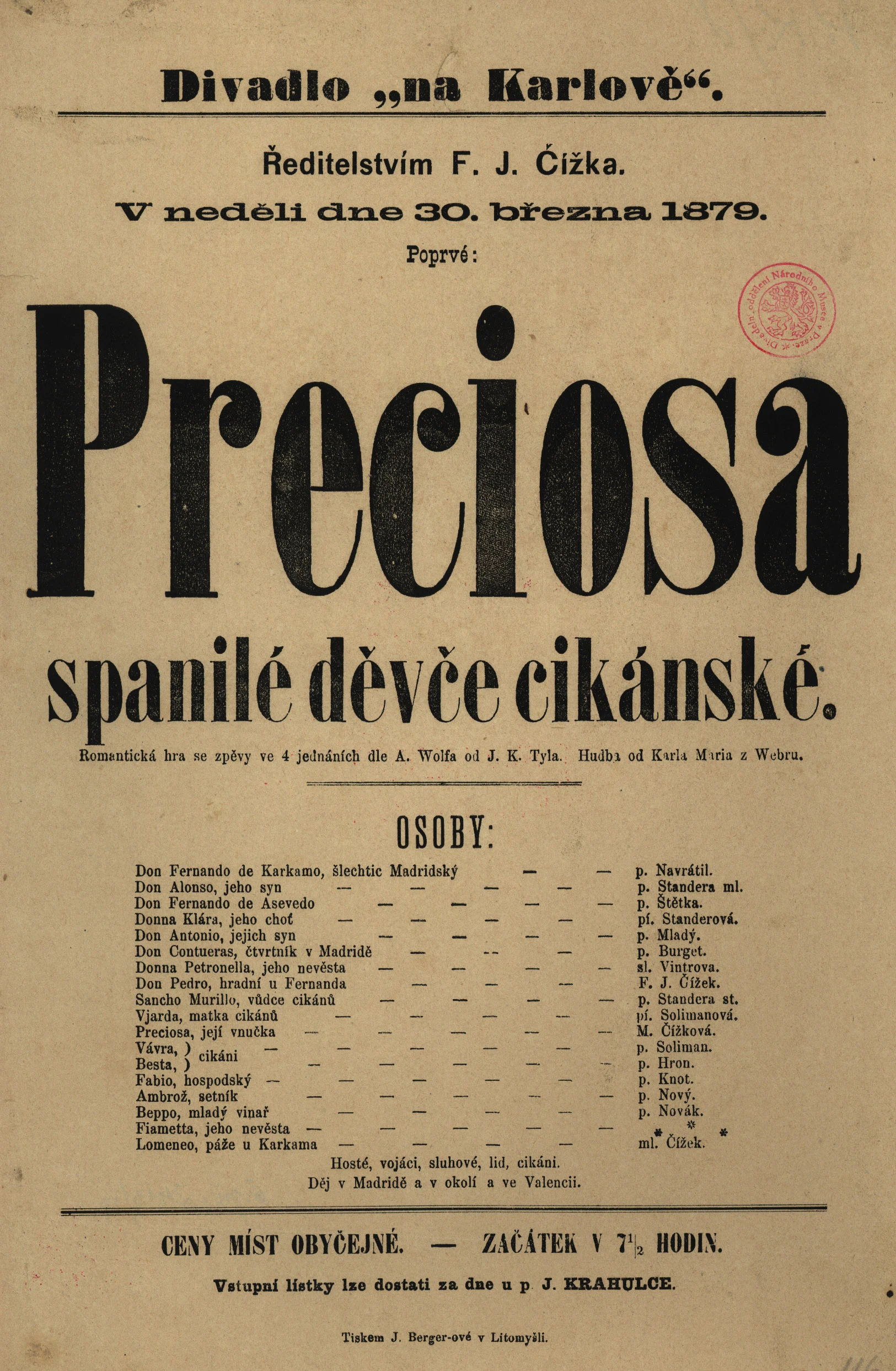 Náhledový obrázek předmětu Preciosa spanilé děvče cikánské