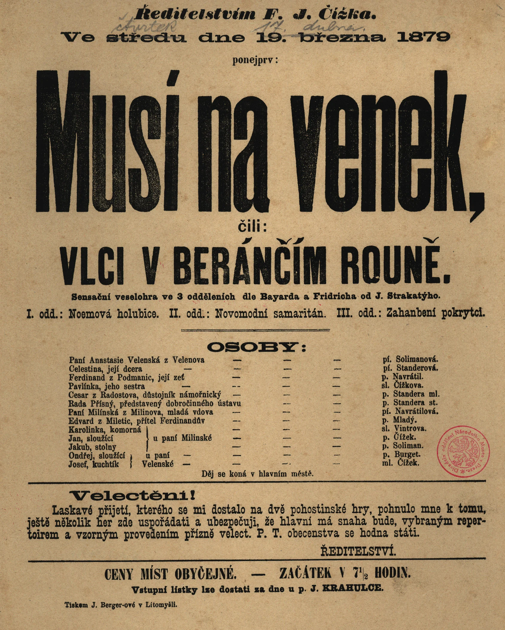 Náhledový obrázek předmětu Musí na venek aneb Vlci v beránčím rouně