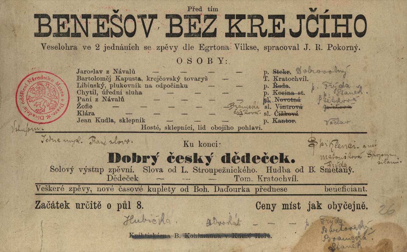 Náhledový obrázek Benešov bez krejčího, Hubička, Dobrý český dědeček (resp. Jedna mysl) - 1