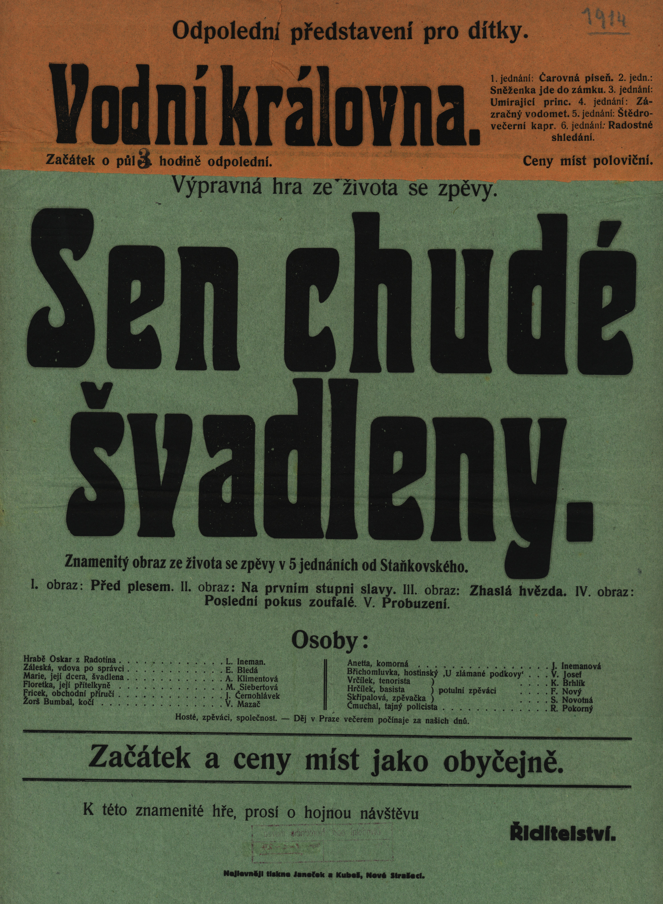 Náhledový obrázek Vodní královna, Sen chudé švadleny - 1