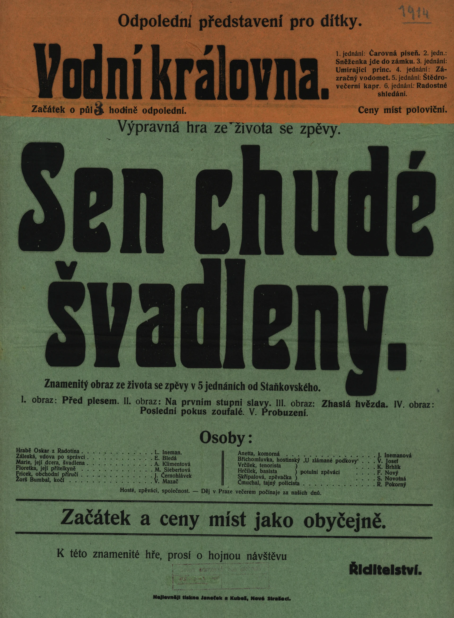 Náhledový obrázek předmětu Vodní královna, Sen chudé švadleny
