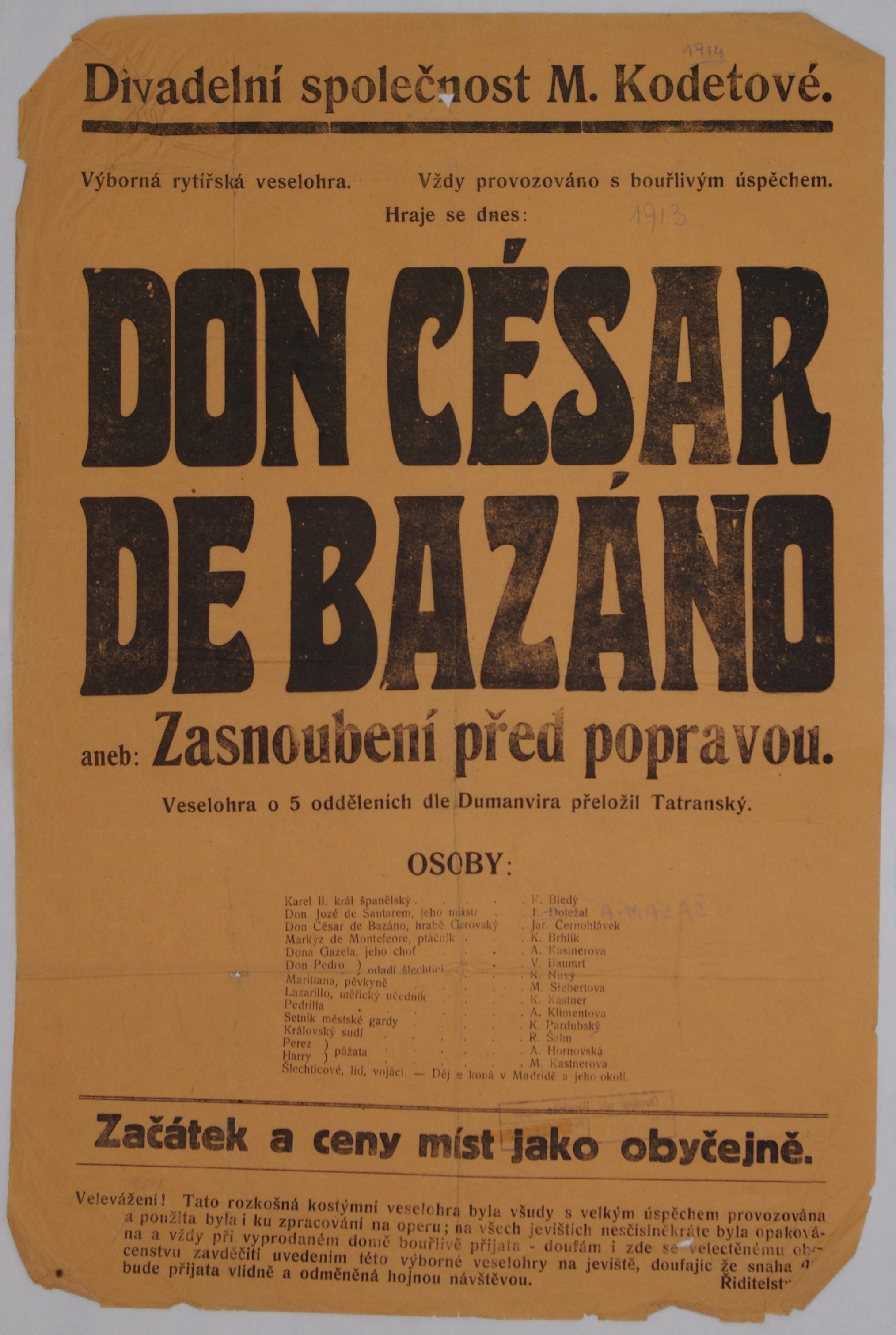 Náhledový obrázek Don César de Bazáno aneb Zasnoubení před popravou - 1