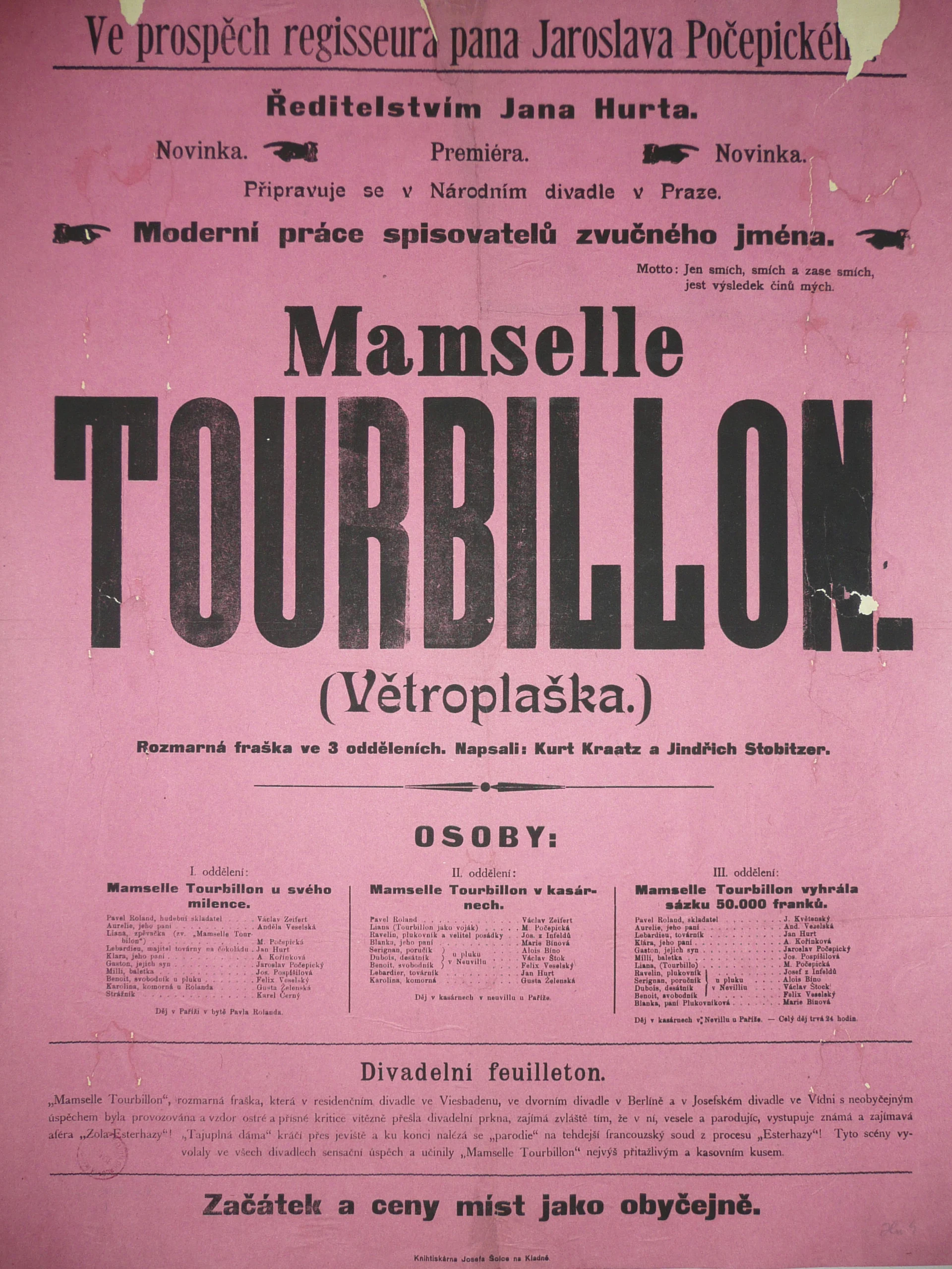 Náhledový obrázek předmětu Mamselle Tourbillon (Větroplaška)