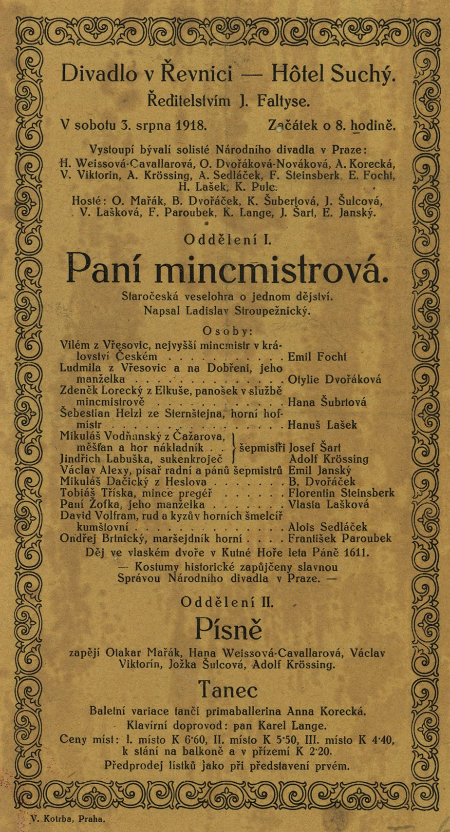 Náhledový obrázek předmětu Paní mincmistrová, Písně, Tanec