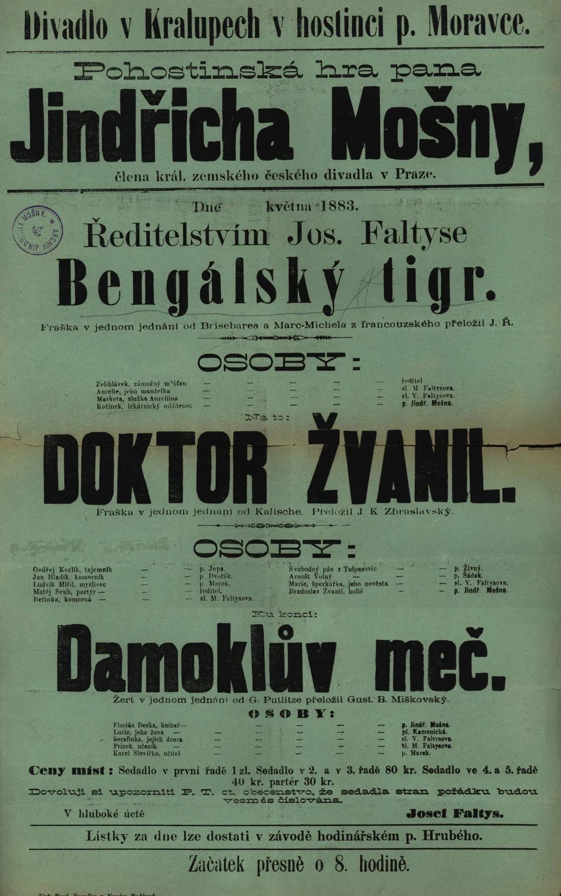Náhledový obrázek předmětu Bengálský tygr, Doktor Žvanil, Damoklův meč