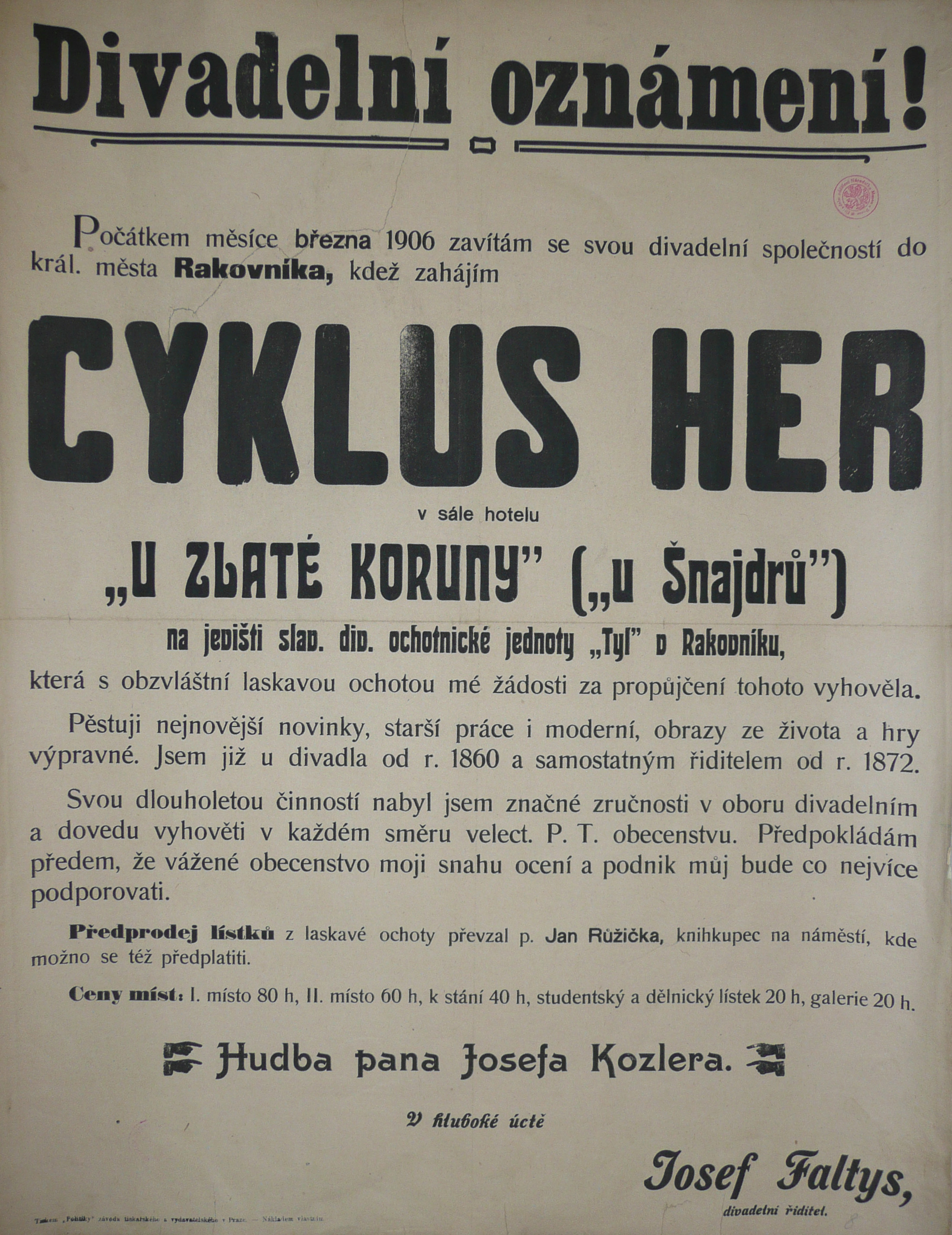 Náhledový obrázek Divadelní oznámení: Cyklus her v Rakovníku - 1