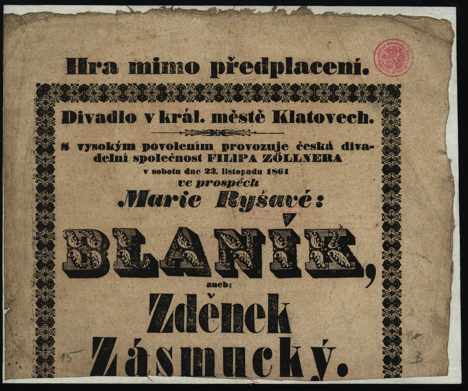 Náhledový obrázek předmětu Blaník aneb Zděnek Zásmucký