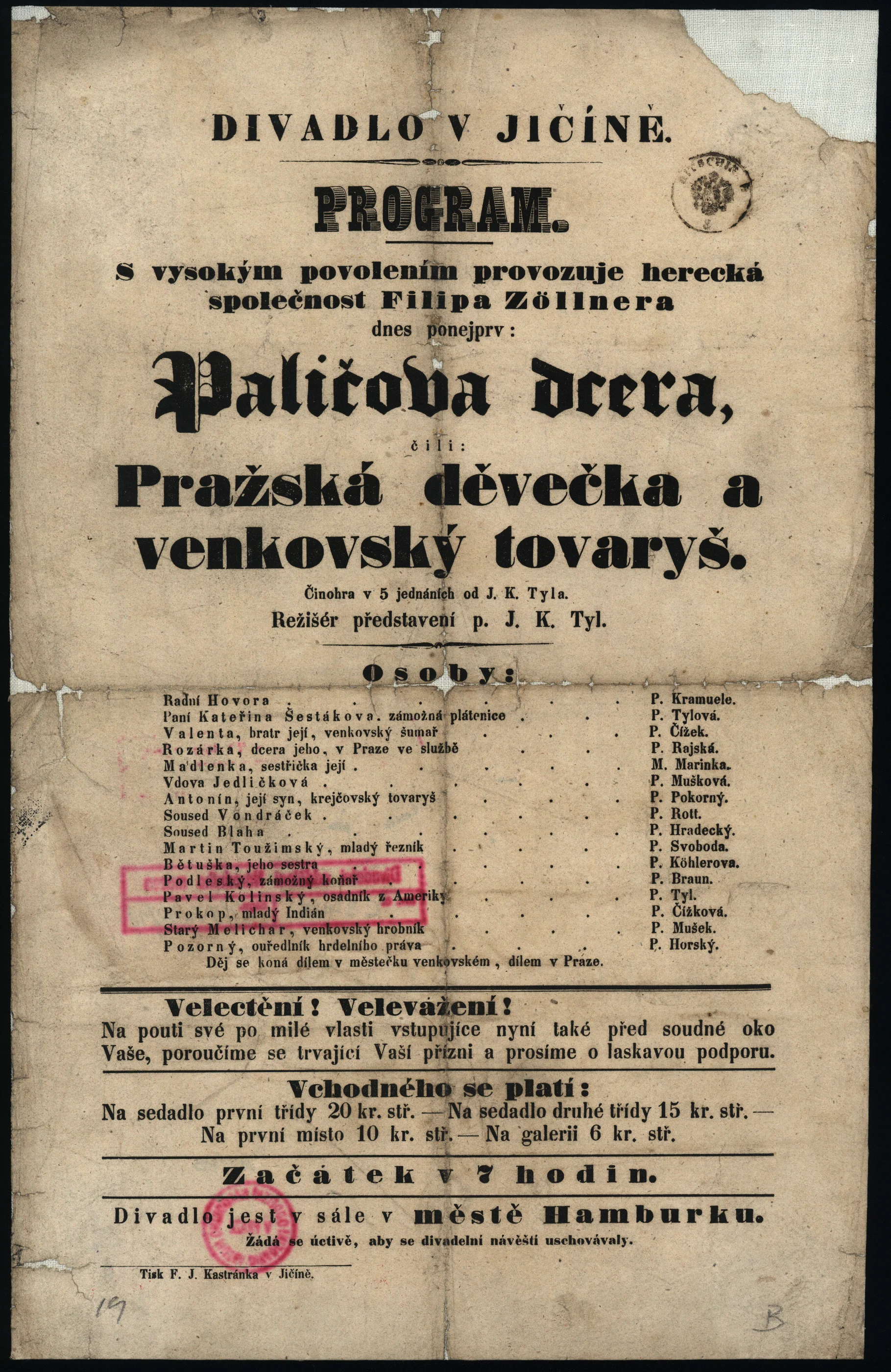 Náhledový obrázek předmětu Paličova dcera čili Pražská děvečka a venkovský tovaryš