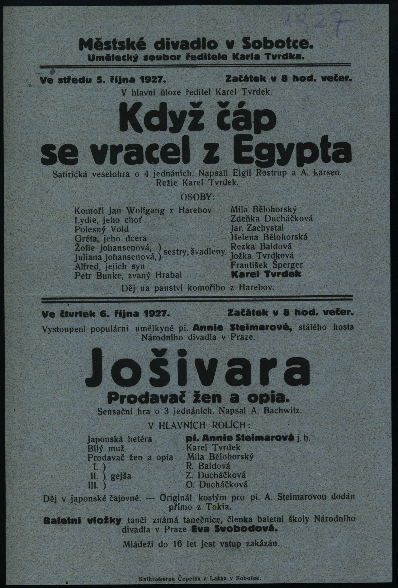 Náhledový obrázek předmětu Když čáp se vracel z Egypta, Jošivara. Prodavač žen a opia