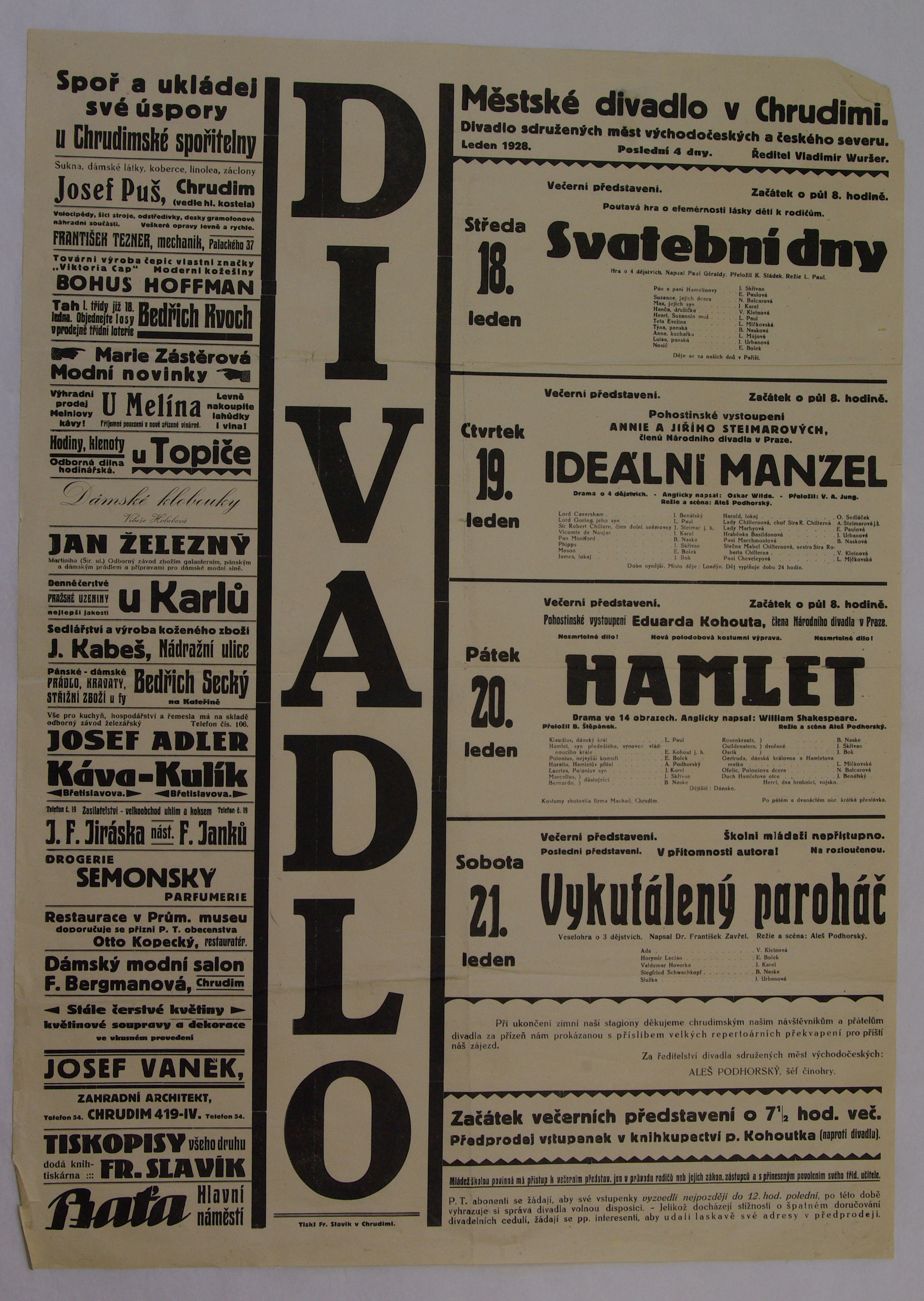 Náhledový obrázek Svatební dny, Ideální manžel, Hamlet a Vykutálený paroháč - 1