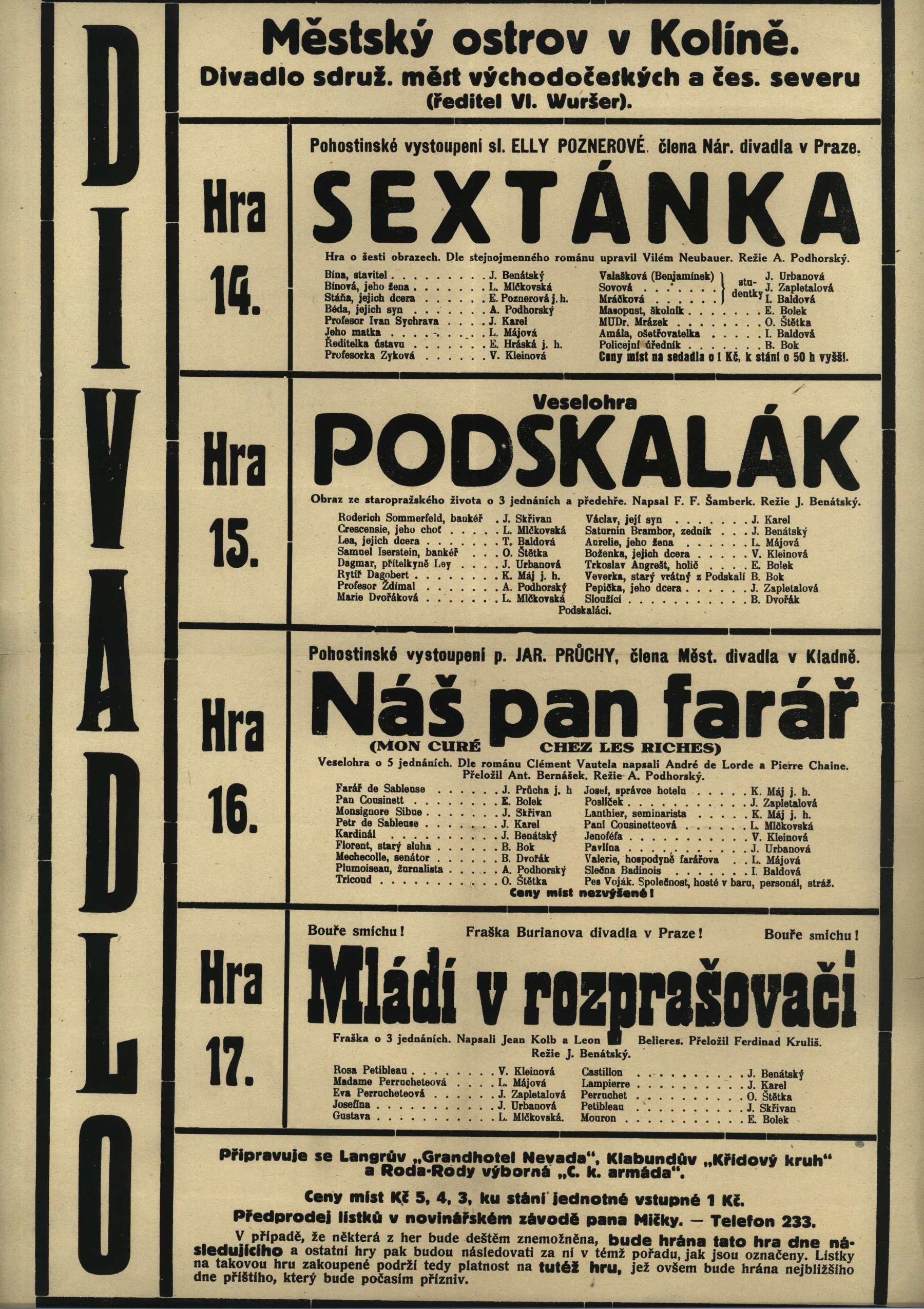 Náhledový obrázek předmětu Sextánka, Podskalák, Náš pan farář, Mládí v rozprašovači