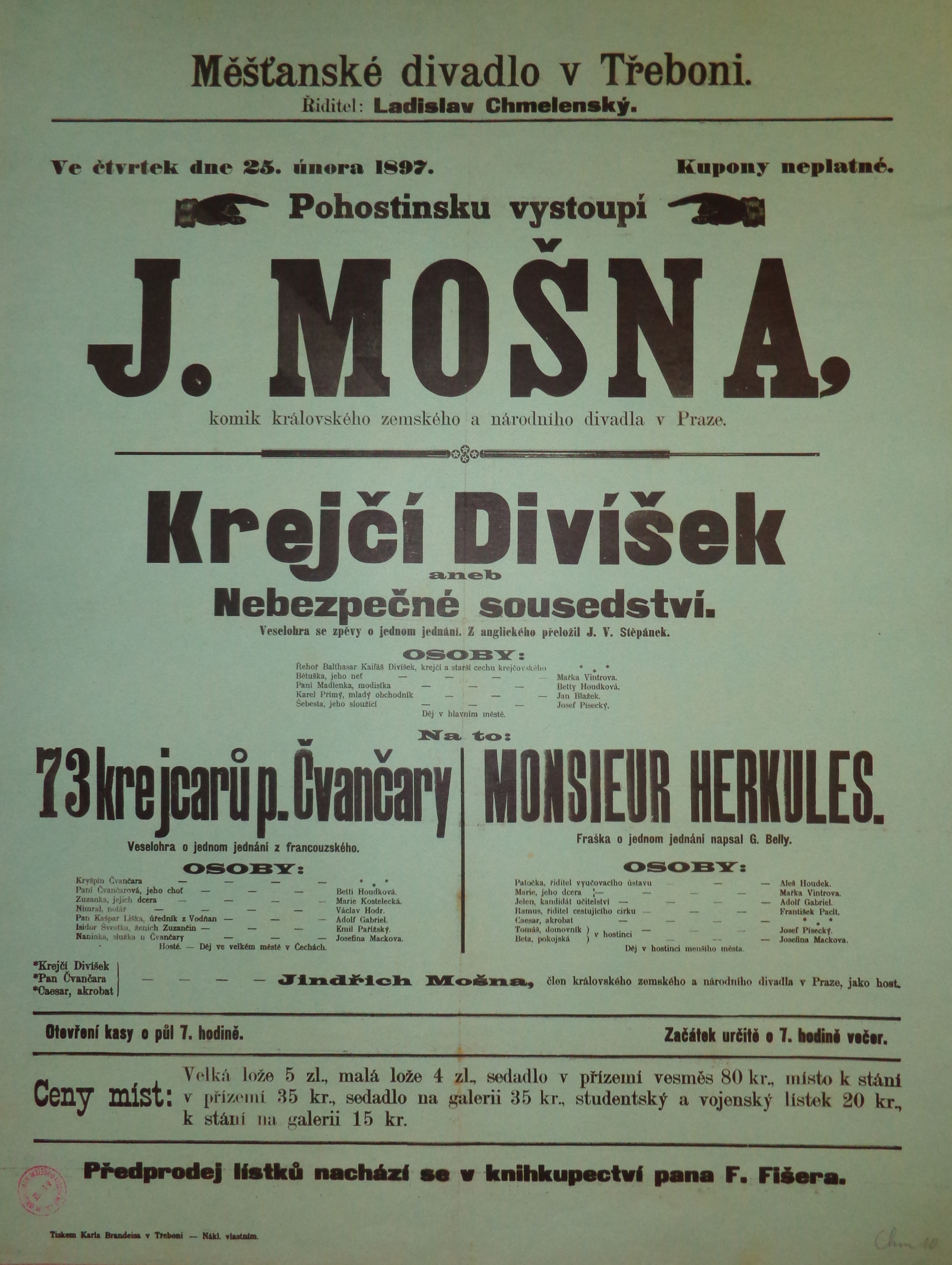 Náhledový obrázek Krejčí Divíšek aneb Nebezpečné sousedství, 73 krejcarů p. Čvančary, Monsieur Herkules - 1