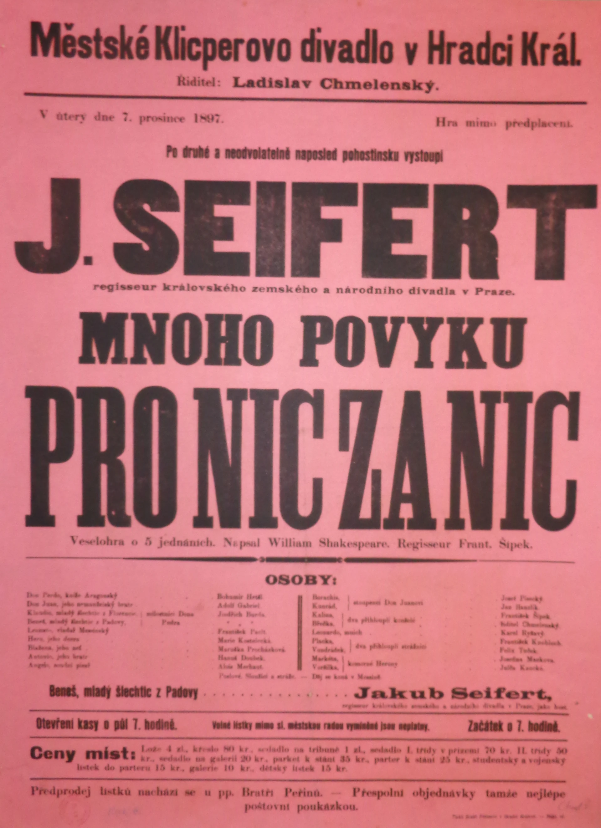 Náhledový obrázek předmětu Mnoho povyku pro nic za nic