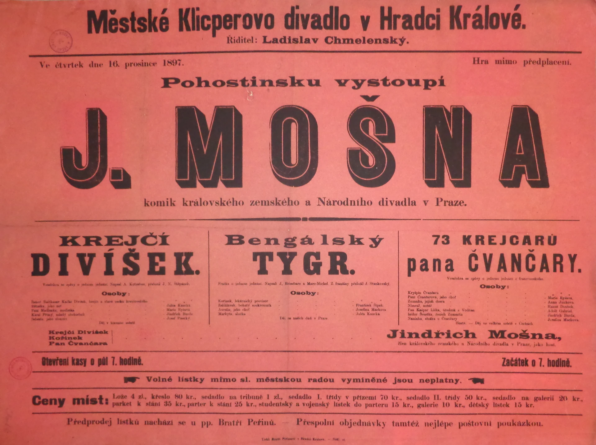 Náhledový obrázek předmětu Krejčí Divíšek, Bengálský tygr, 73 krejcarů p. Čvančary