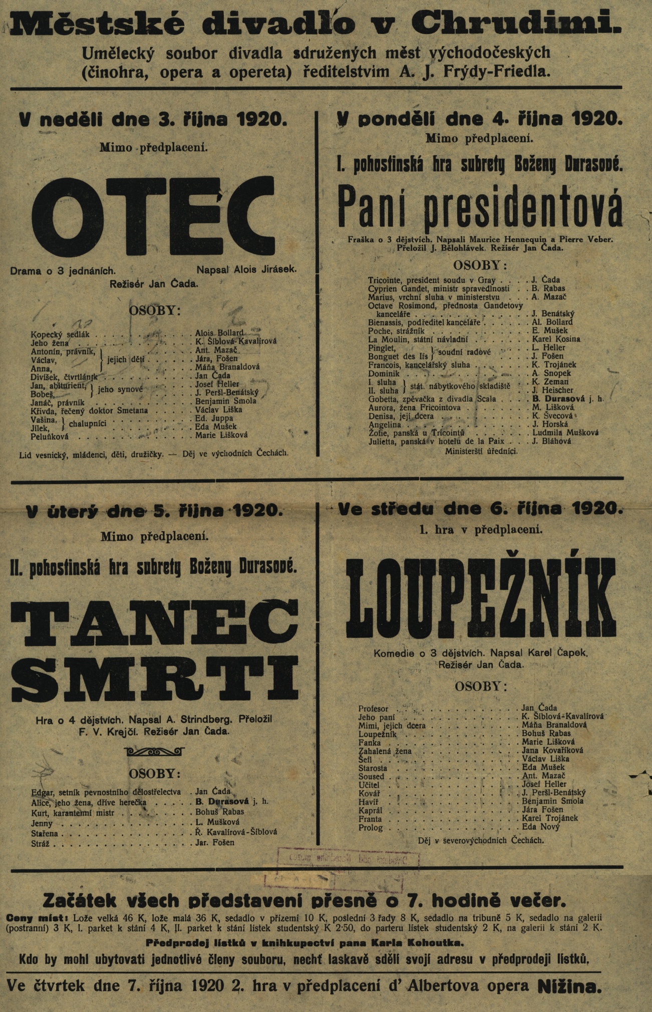 Náhledový obrázek Otec, Paní presidentová, Tanec smrti, Loupežník - 1