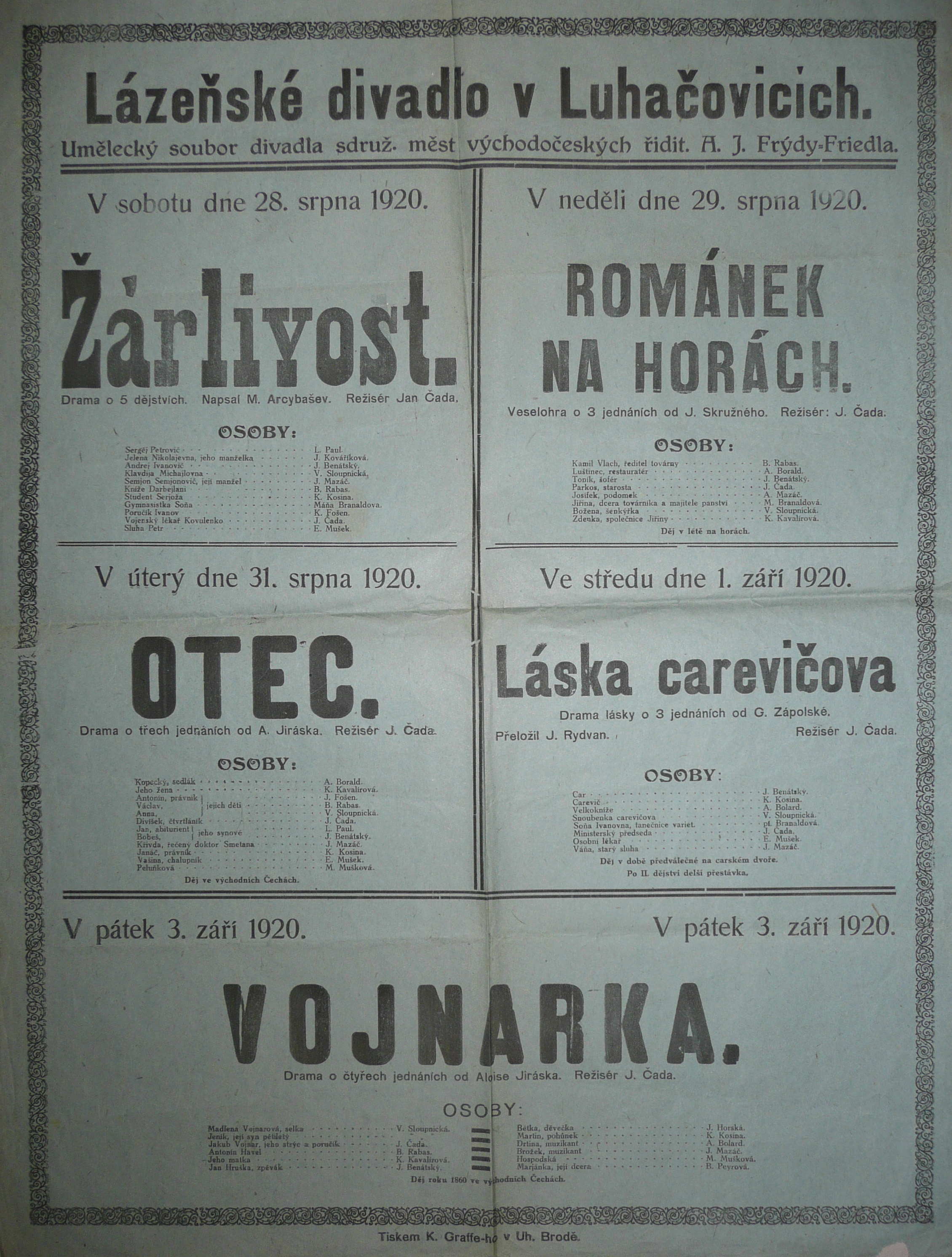 Náhledový obrázek Žárlivost, Románek na horách, Otec, Láska carevičova, Vojnarka - 1