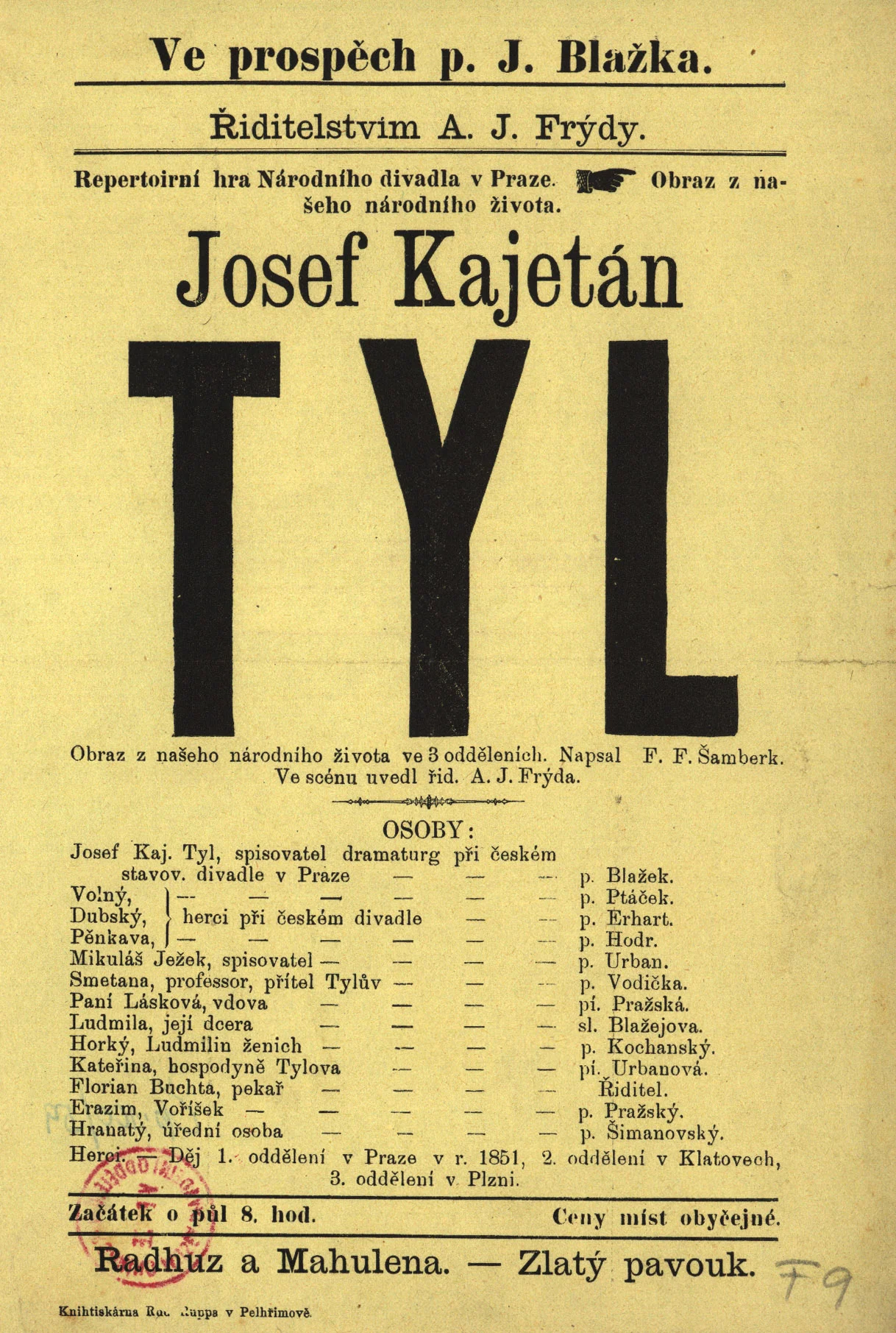 Náhledový obrázek předmětu Josef Kajetán Tyl