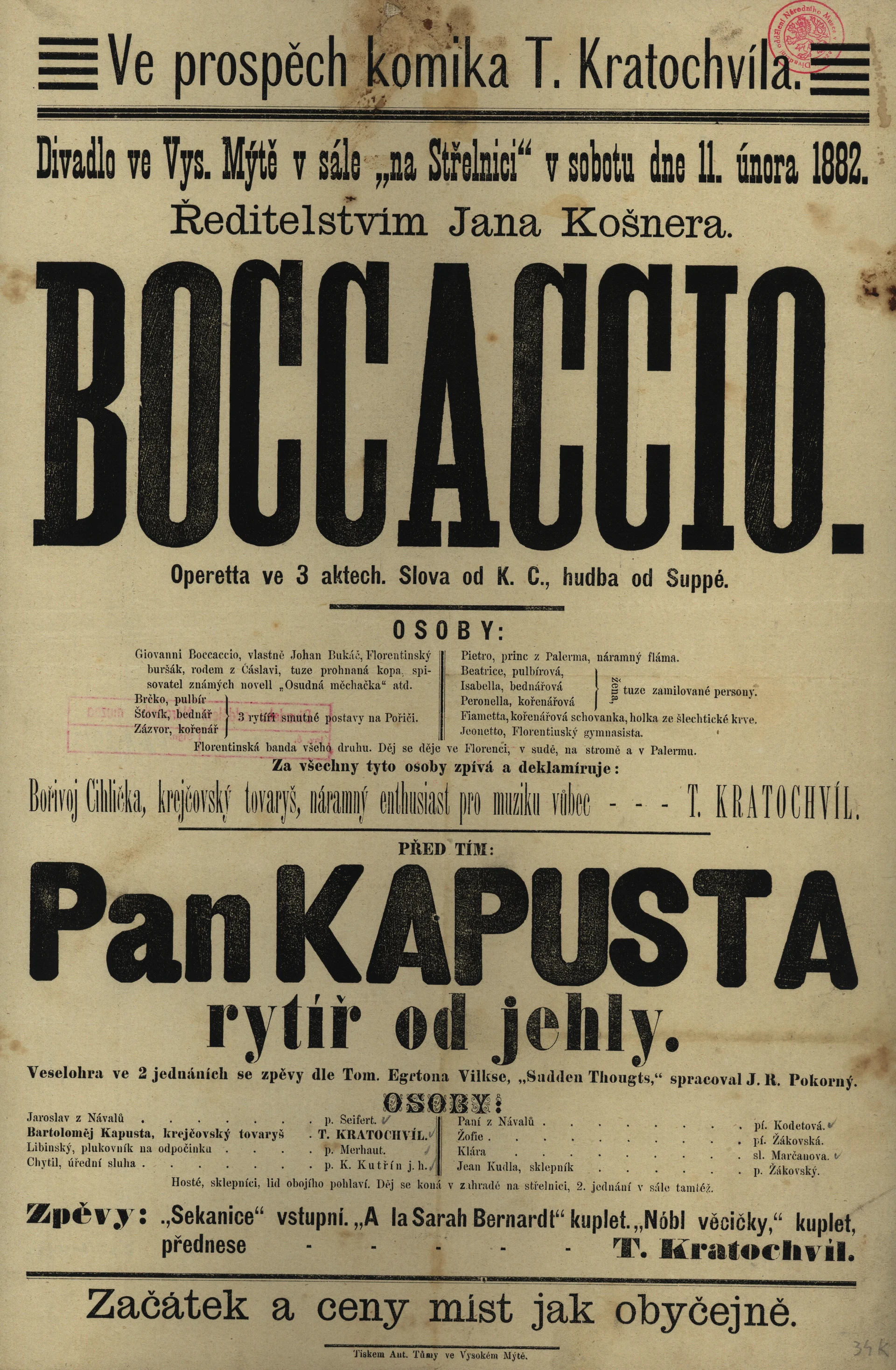 Náhledový obrázek předmětu Pan Kapusta, rytíř od jehly, opt. Boccaccio