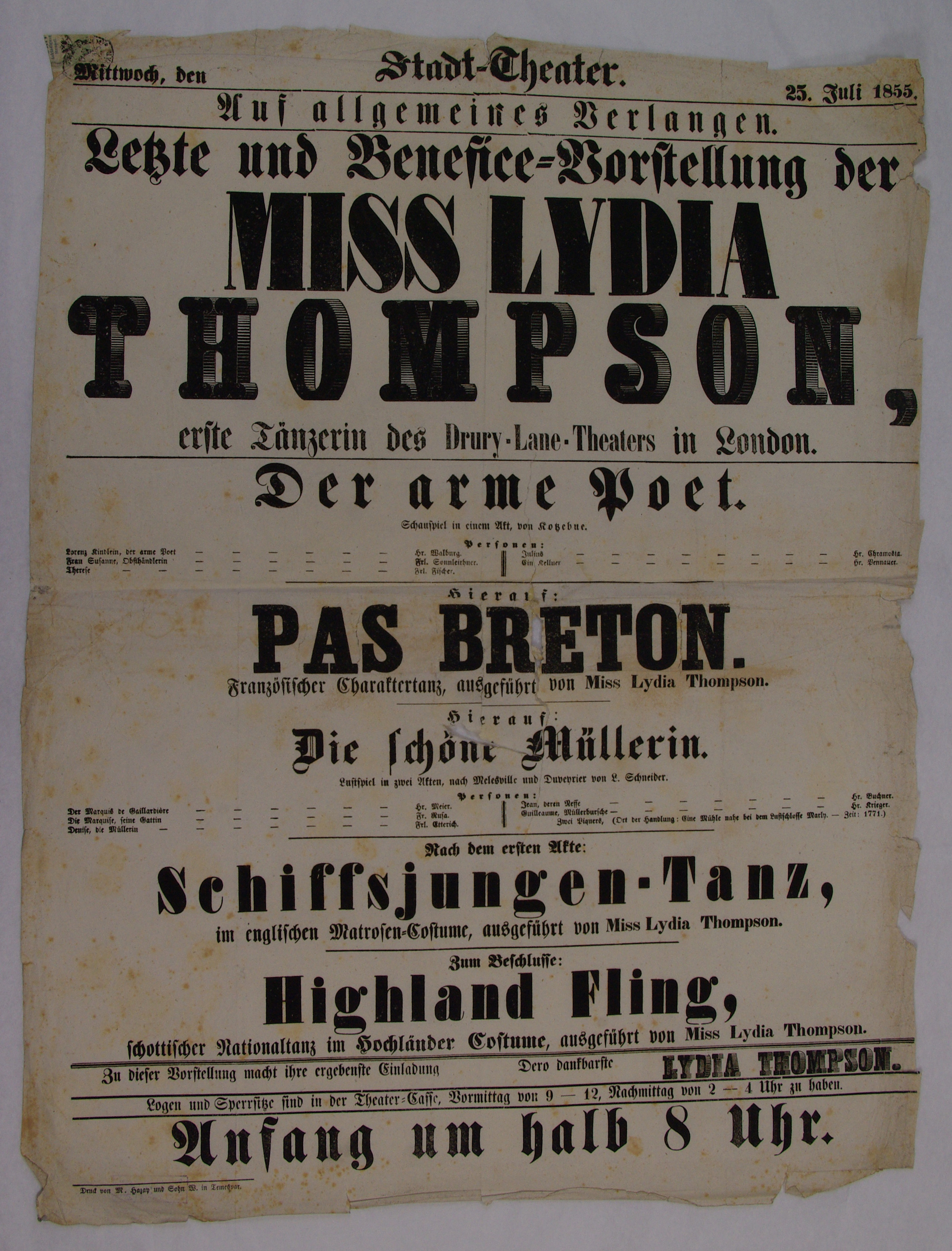 Náhledový obrázek Der arme Poet, Die schöne Müllerin, tance L. Thompsonové: Pas Breton, Schiffsjungen-Tanz, Highland Fling - 1