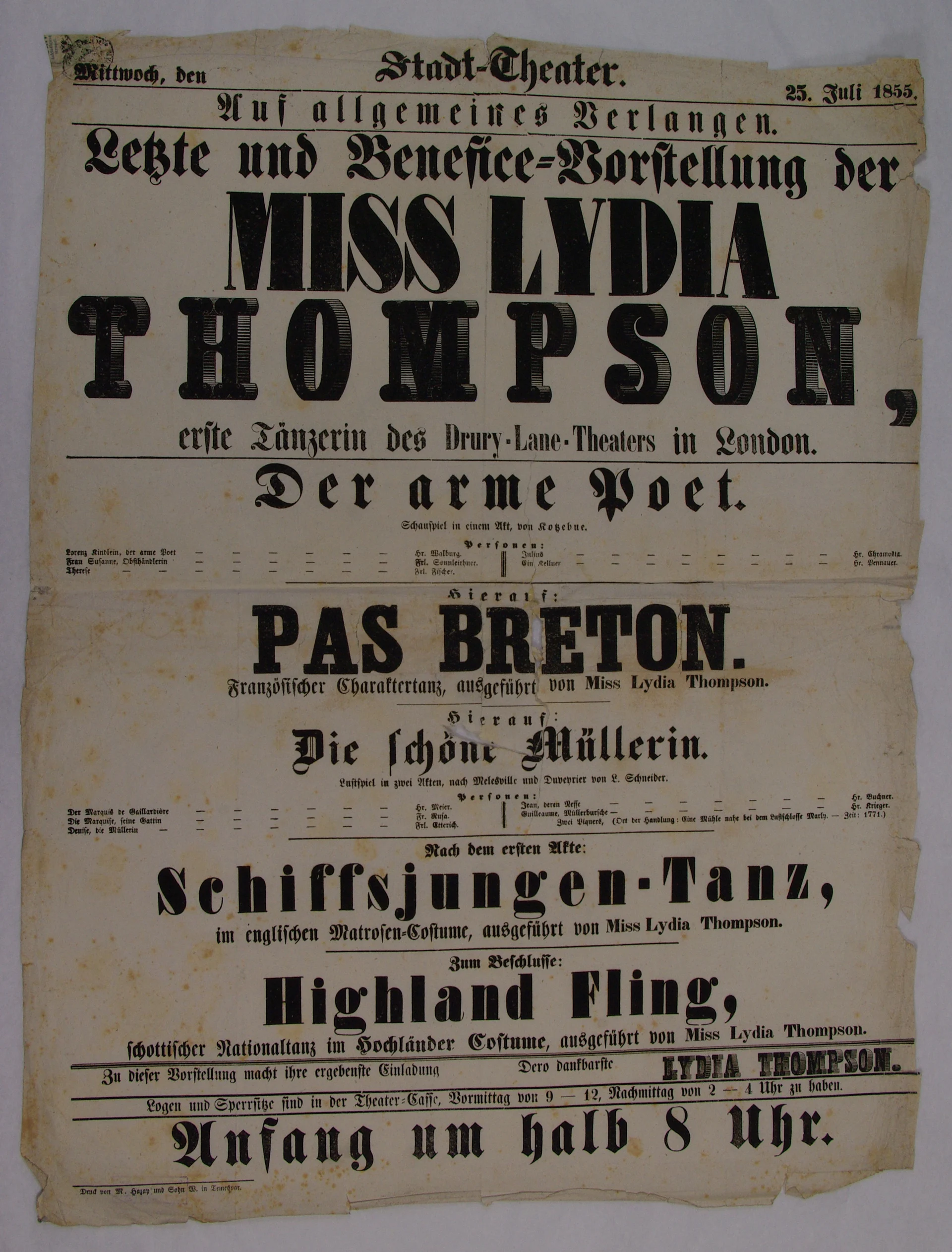 Náhledový obrázek předmětu Der arme Poet, Die schöne Müllerin, tance L. Thompsonové: Pas Breton, Schiffsjungen-Tanz, Highland Fling