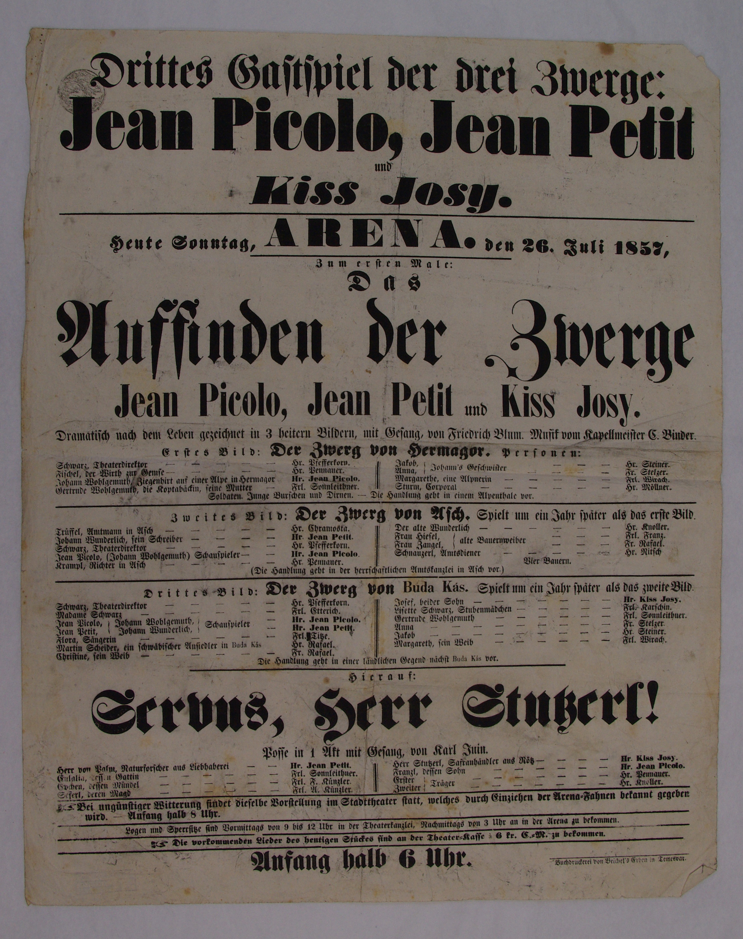 Náhledový obrázek Das Auffinden der Zwerge Jean Picolo, Jean Petit und Kiss Josy; Servus, Herr  Stutzerl! - 1