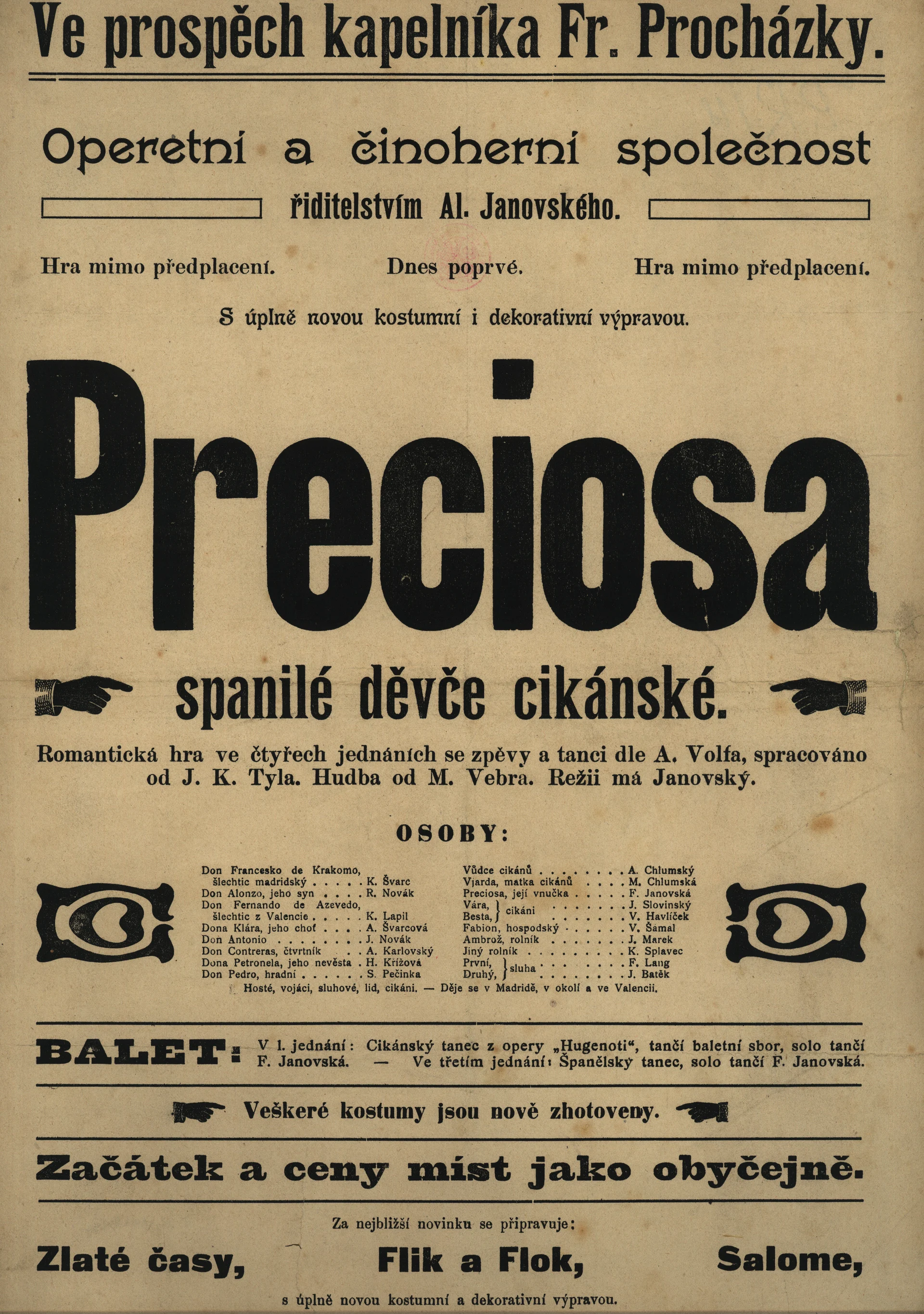 Náhledový obrázek předmětu Preciosa, spanilé děvče cikánské