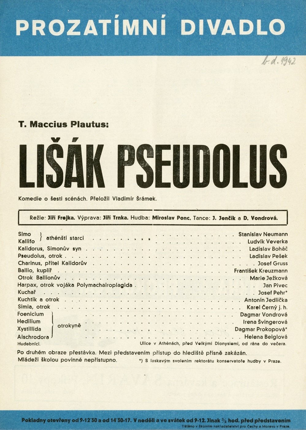 Náhledový obrázek Divadelní cedule Lišák Pseudolus - 1