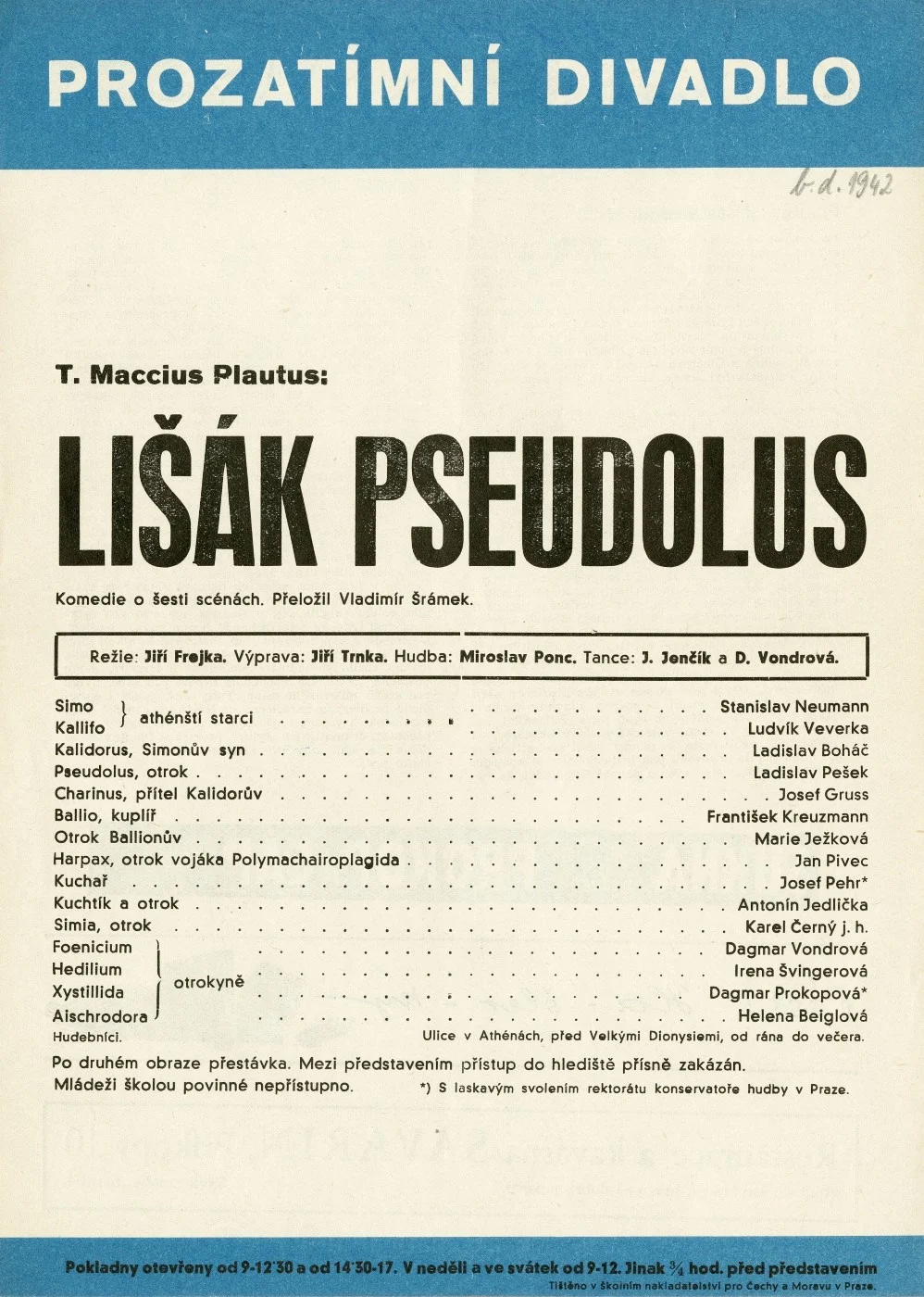 Náhledový obrázek předmětu Divadelní cedule Lišák Pseudolus