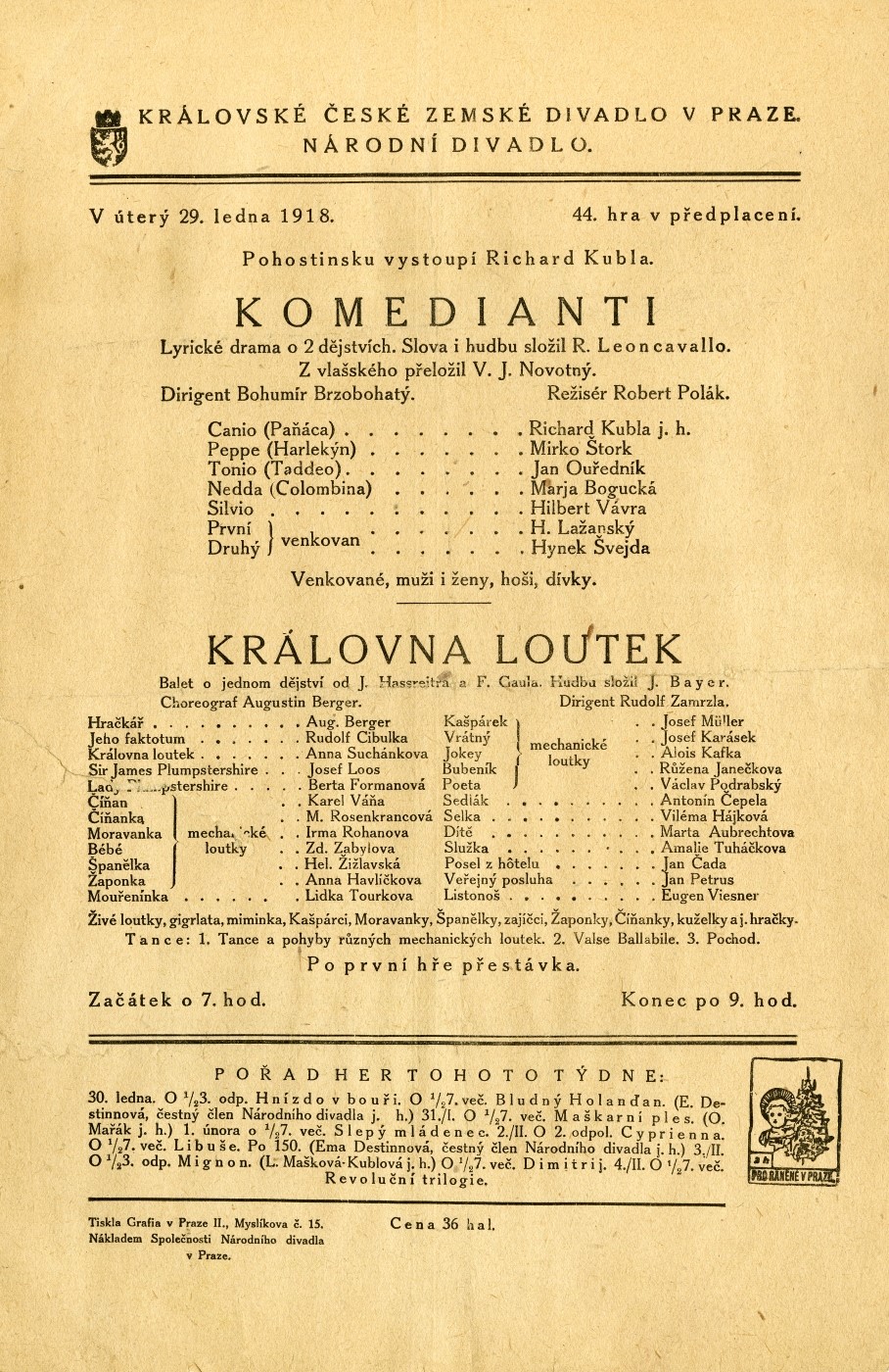Náhledový obrázek Divadelní cedule Komedianti a Královna Loutek - 1
