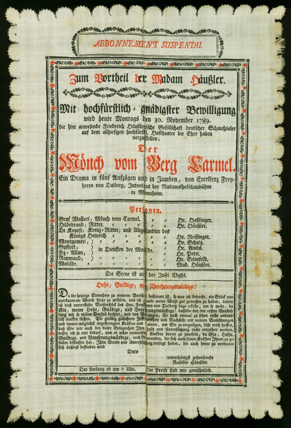Náhledový obrázek Divadelní cedule Der Mönch von Berg Karmel - 1